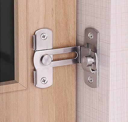 90 Degree Flip Barn Door Lock - Stainless Steel Sliding Door Latch with Hook Lock for Safety | Heavy Duty Gate & Cabinet Lock for Barn Doors, Wine Cellars, Closets & Antique Doors | Rustproof & Secure Home Security Solution