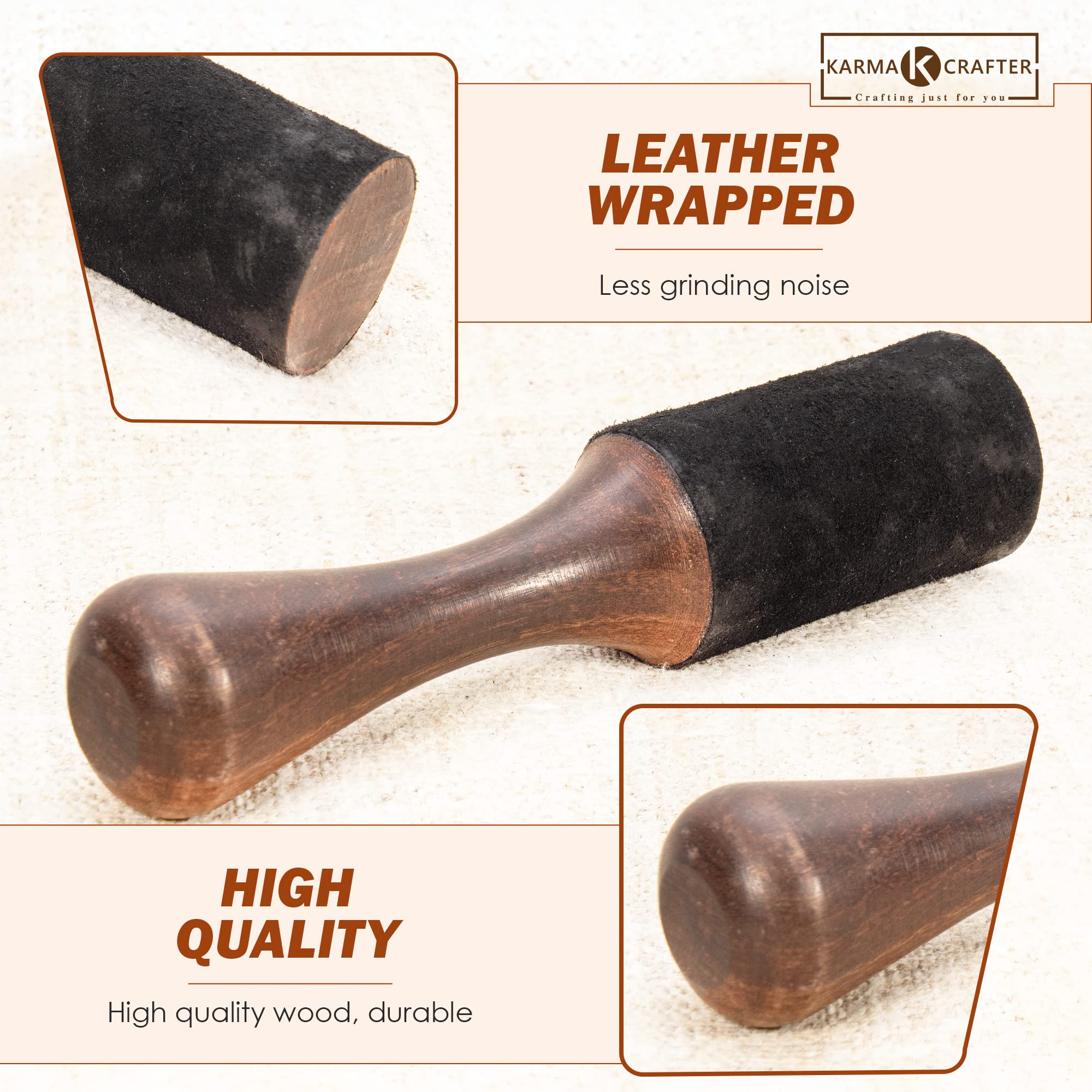 Premium Tibetan Singing Bowl Mallet - Suede & Wooden Striker with Leather Wrap for Meditation, Yoga & Sound Healing | Fat Boy Mallet for Deep Resonance | Perfect for Home Meditation, Spa Relaxation & Chakra Balancing