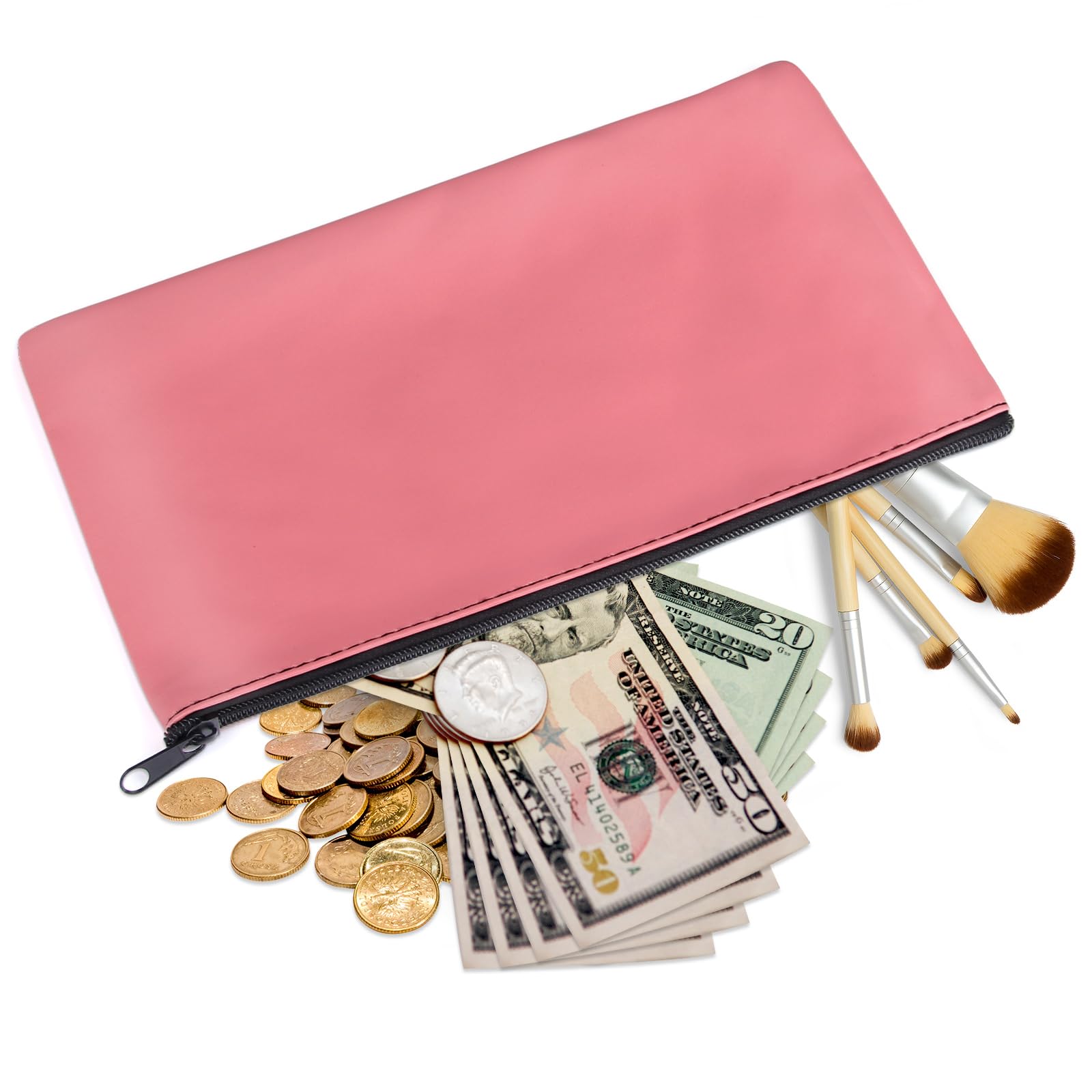 4-Piece Zippered Money Bags Set - Secure Cash Pouch for Coins, Bills & Valuables (11.02x6.1 Inch) - Ideal for Bank Deposits, Retail Cash Handling, Travel & Personal Finance Organization - 4 Color Options