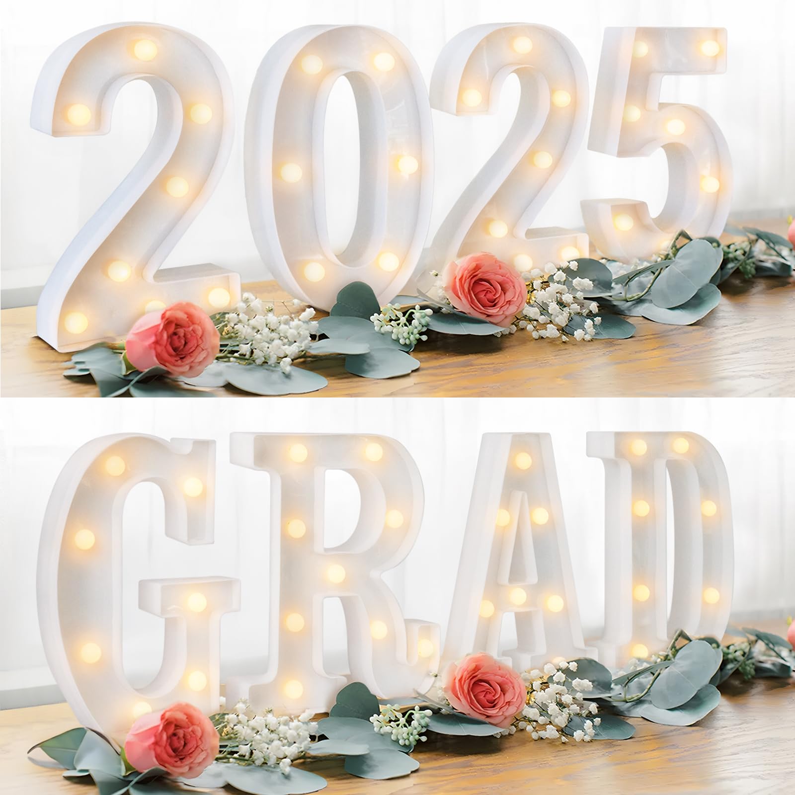 GRAD 2025 LED Marquee Light Up Letters - 8-Piece Graduation Decorations for Kindergarten, Preschool, High School & College - Wall & Table Centerpiece Decor for Graduation Parties, Ceremonies & Celebrations
