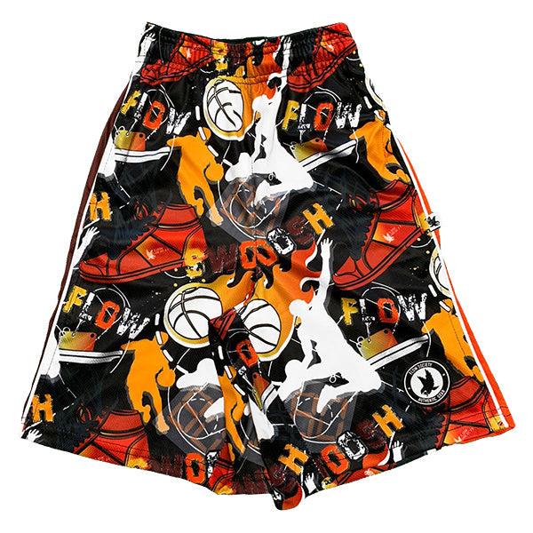 Boys' Athletic Shorts with Swoosh Design - Black & Red Attack Style for Running, Basketball & Casual Wear