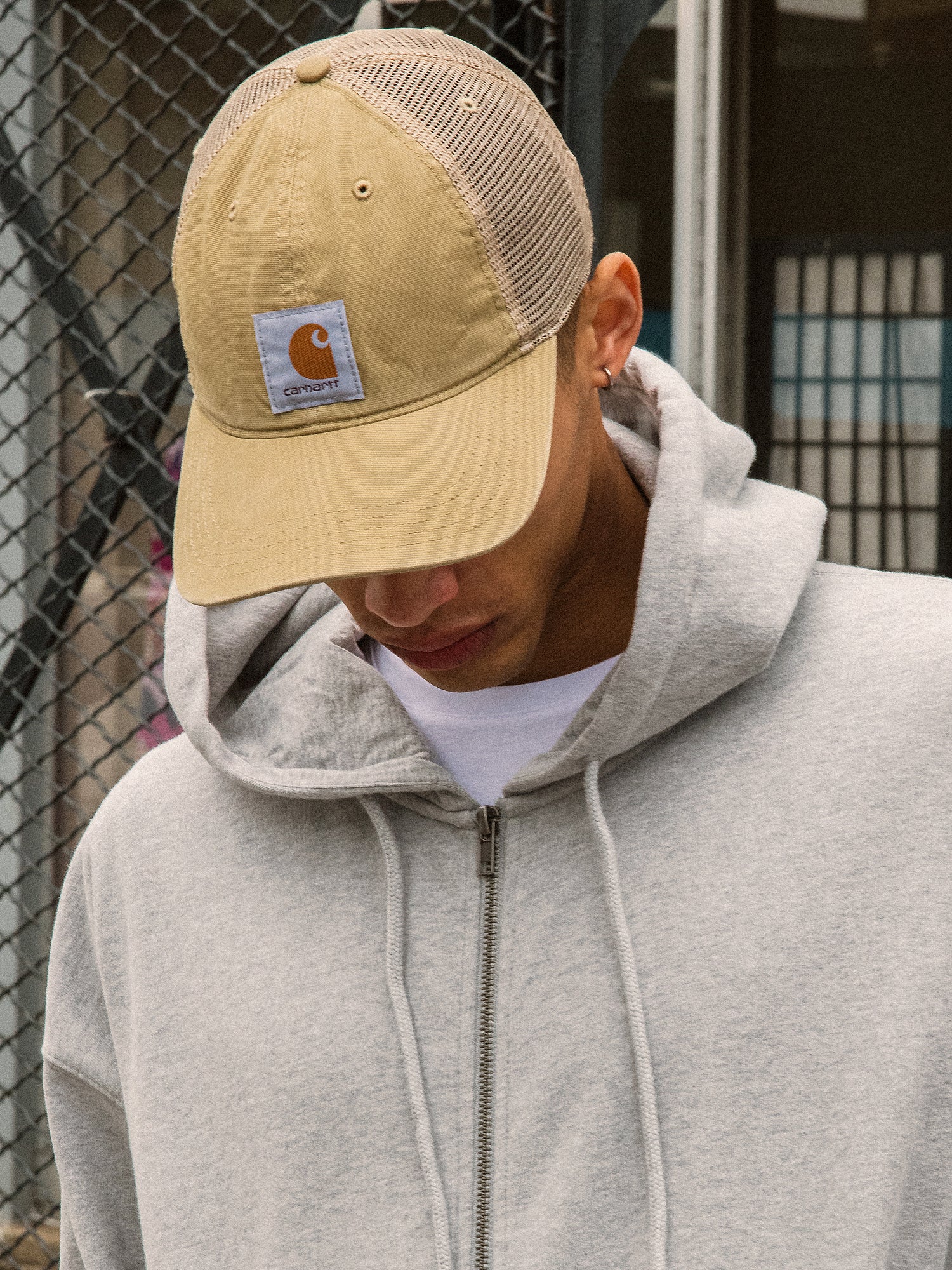 Carhartt Odessa Mesh Trucker Hat - Khaki | Breathable & Stylish for Outdoor Work, Hiking & Casual Wear