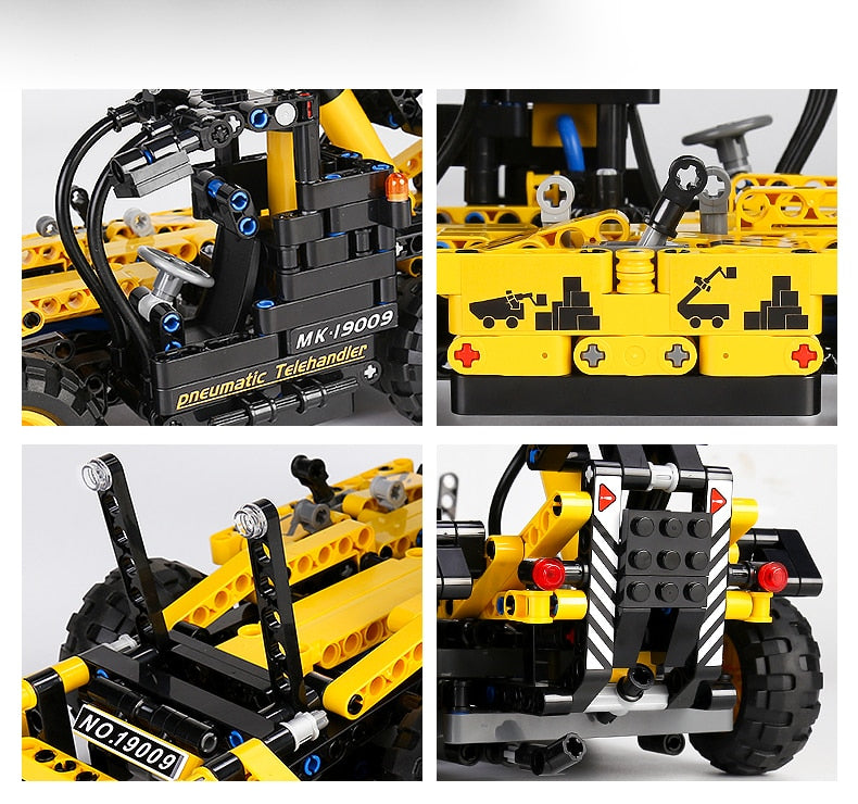MOULD KING 19009 Pneumatic Telescopic Forklift Building Blocks Set - 803pcs STEM Toy for Kids & Adults, Perfect for Construction Play, DIY Engineering Projects & Collectors Display