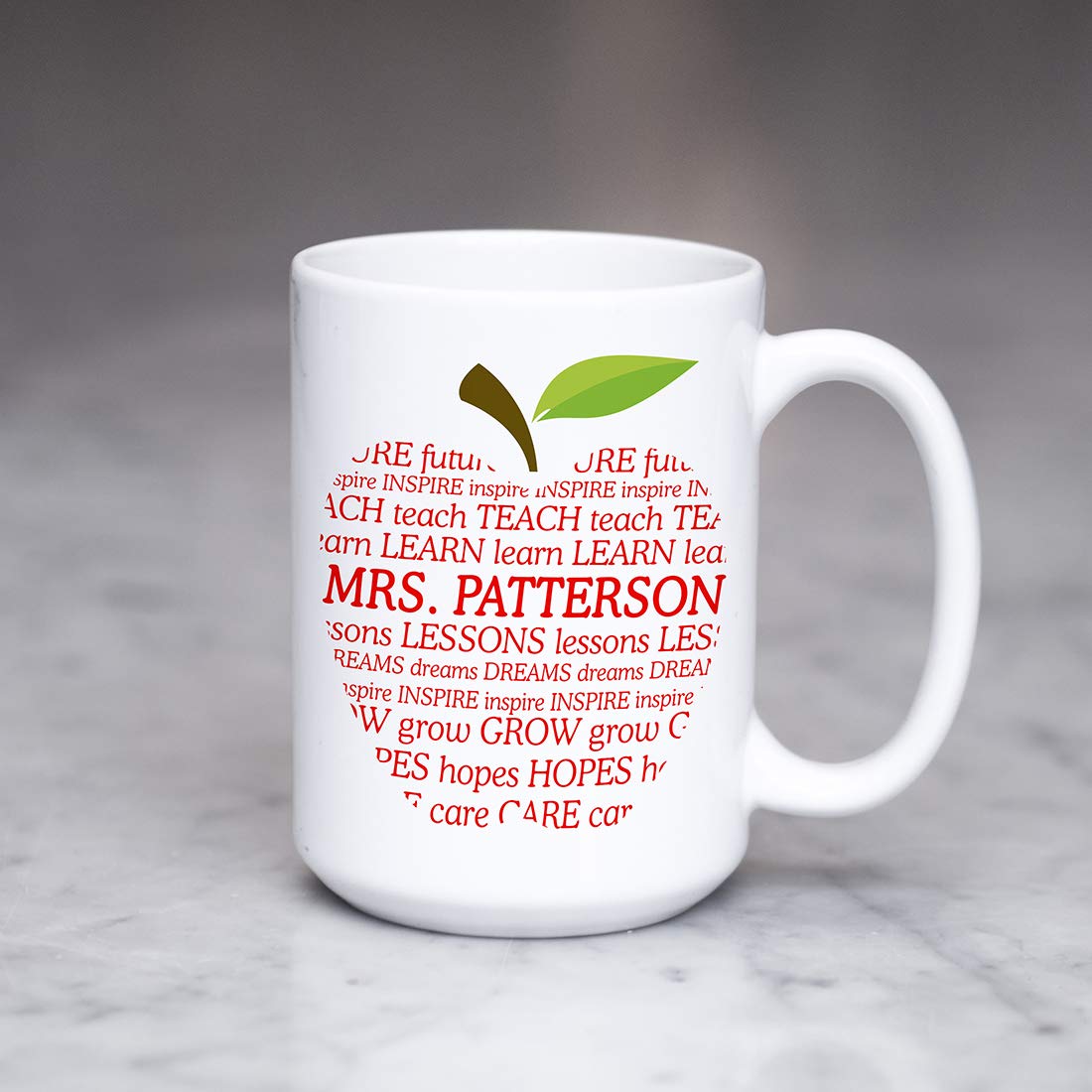 Personalized Teacher Mug with Custom Name - Inspirational Apple & Quote Design - Perfect Gift for Women Teachers (Math, PE, Art, Science, Music) - Great for Teacher Appreciation, Retirement, First Day & Desk Decor (White) - Ideal for Classroom Use, Office Gifts & Special Occasions