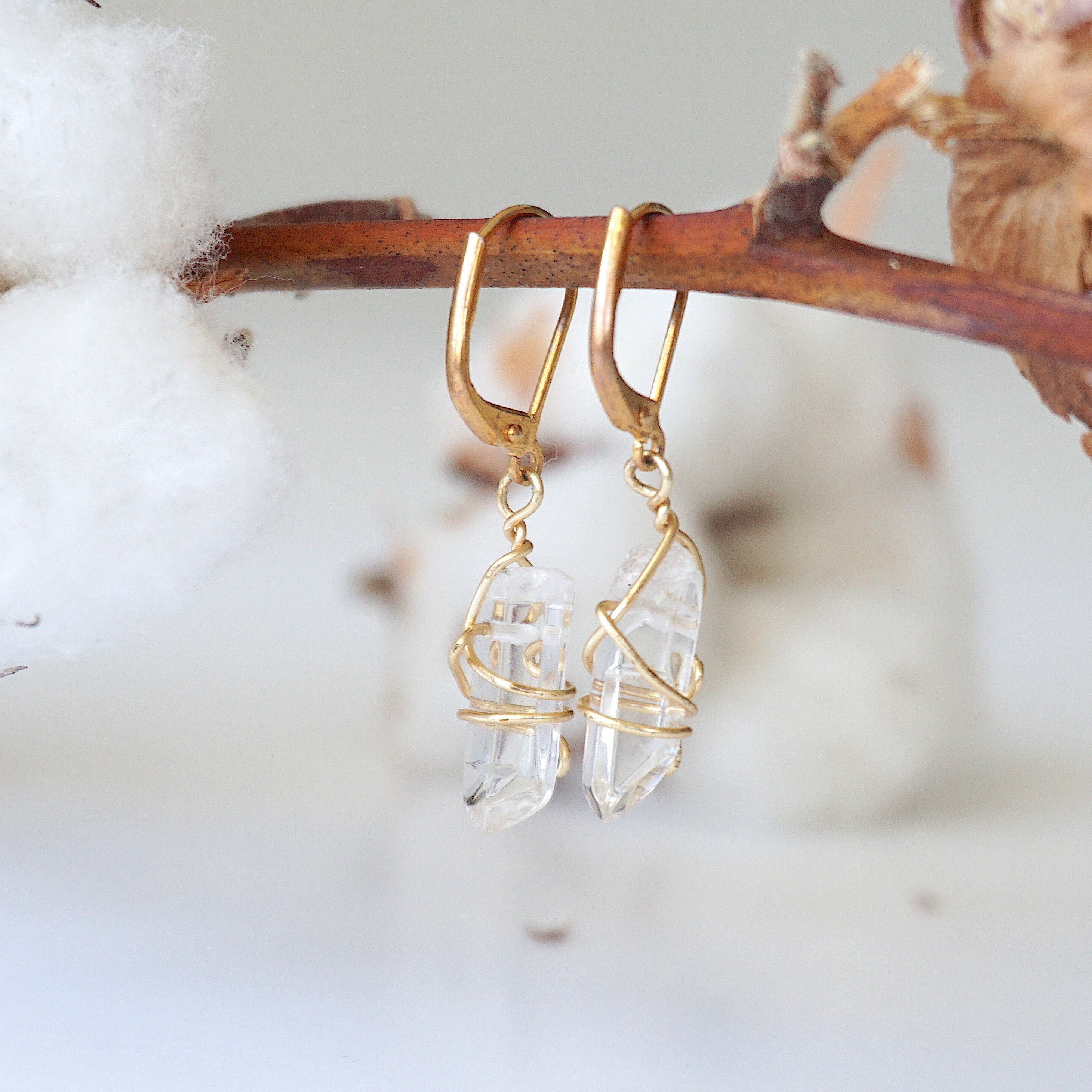 Clear Quartz Lever Back Earrings - Gold Plated Crystal Stud Earrings for Women | Elegant Jewelry for Parties, Weddings & Everyday Wear