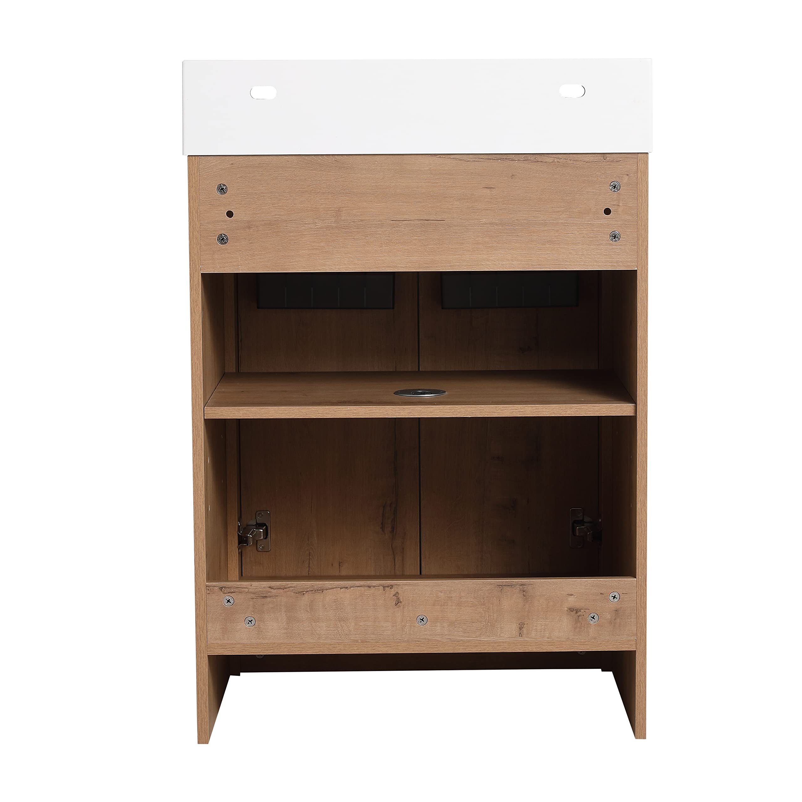 24 Inch Modern Freestanding Bathroom Vanity with Sink Combo, Soft Close Doors & Adjustable Shelf - Floor-Mounted Storage Cabinet with Top Basin in Brown | Perfect for Small Bathrooms, Powder Rooms & Home Renovations