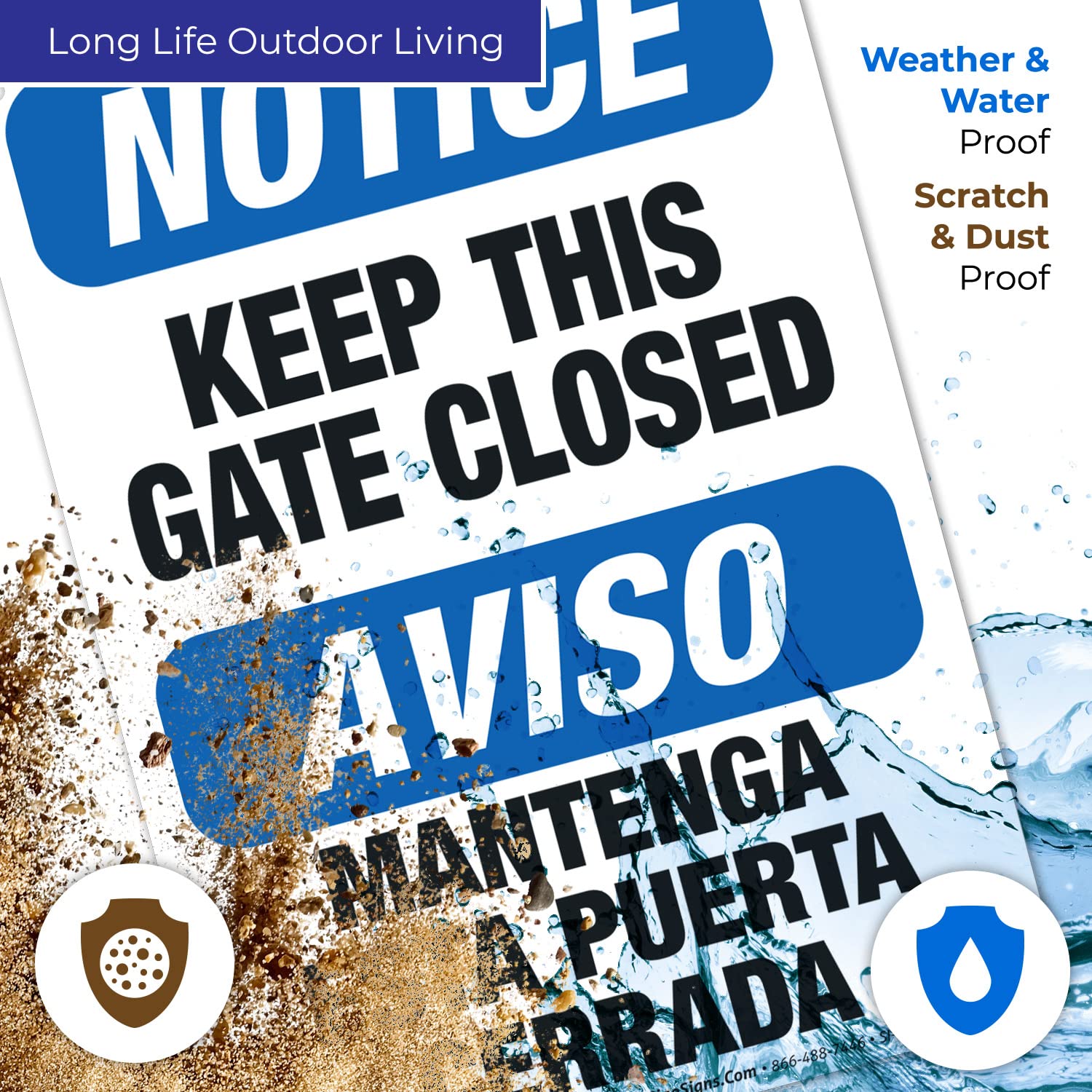 Bilingual Keep This Gate Closed Sign - OSHA Compliant 10x7 Inches, Rust-Free .040 Aluminum, Fade-Resistant for Indoor/Outdoor Use - Made in USA - Perfect for Warehouses, Construction Sites & School Safety
