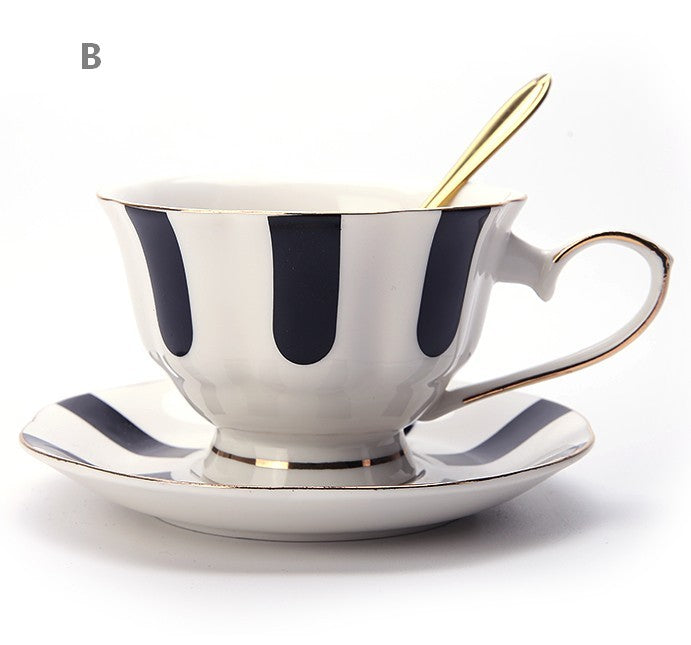 Elegant Ceramic Coffee Cups & British Tea Cups Set - Unique Porcelain Cup and Saucer with Creative Bone China Design - Perfect for Afternoon Tea, Coffee Break, and Gift Giving