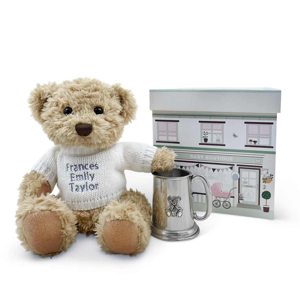 Bertie Bear's Traditional Pewter Christening Tankard - Engraved Baby Gift for Christenings, Baptisms & 1st Birthdays - Elegant Keepsake for Special Occasions