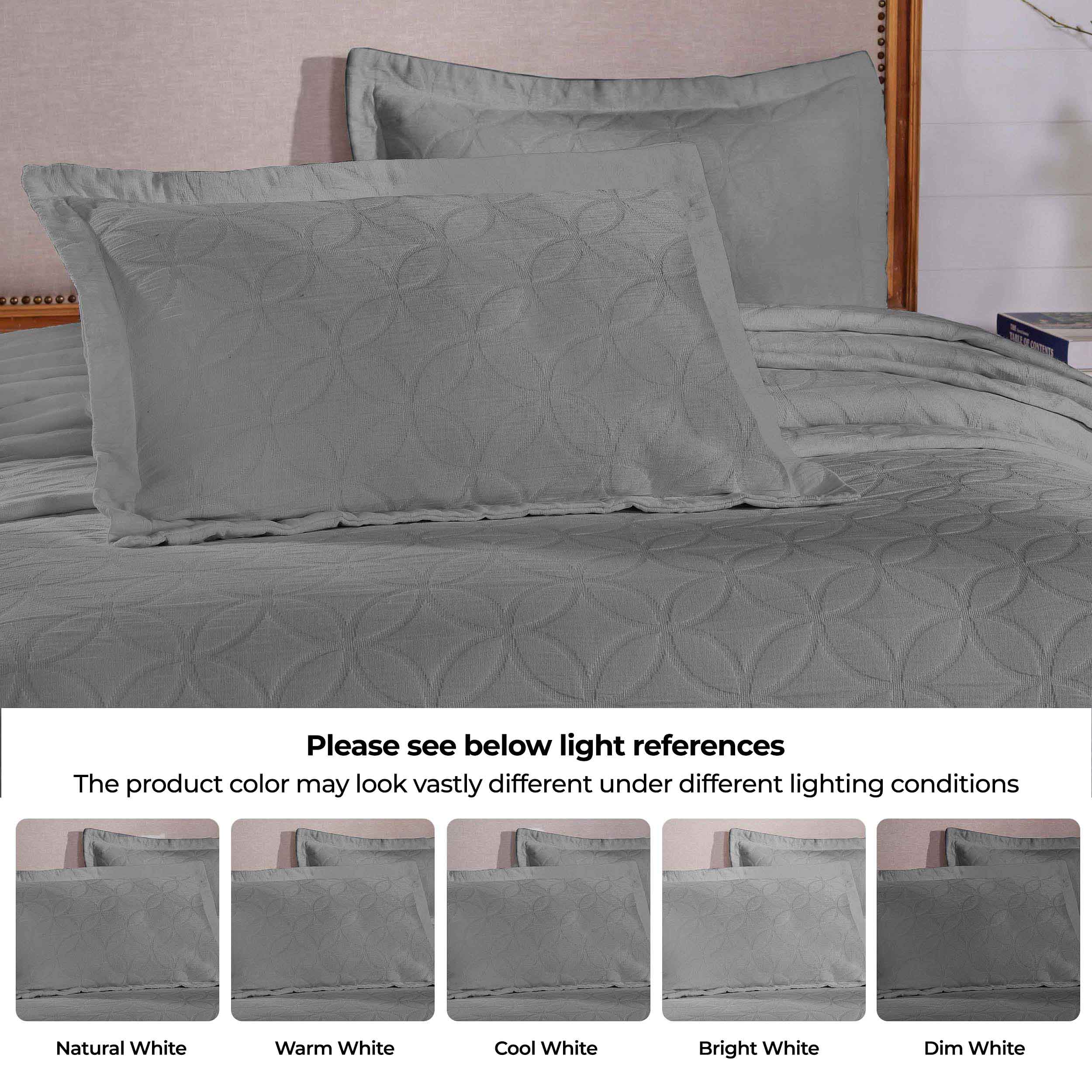 Serenity Cotton Matelasse Celtic Circle Airy Bedspread Set - Queen Size Lightweight Quilted Coverlet for Bedroom Decor, Summer Use & Guest Room Essentials