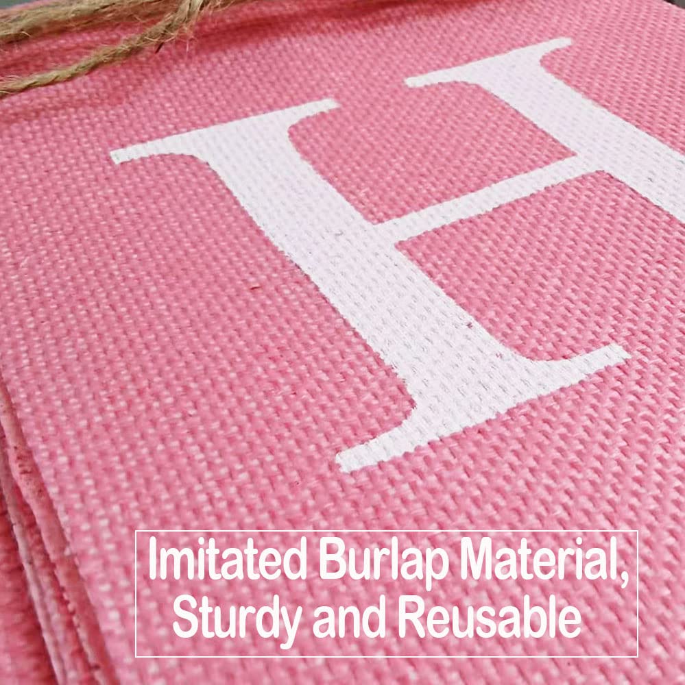 Happy Birthday Banner Pink - Reusable Pre-Assembled Faux Burlap Party Decor for Women & Girls | Perfect for Birthday Parties, Baby Showers & Celebrations
