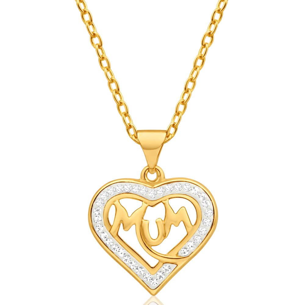 9ct Yellow Gold Crystal Pendant Necklace - Elegant Jewelry Gift for Women - Perfect for Parties, Weddings & Special Occasions
