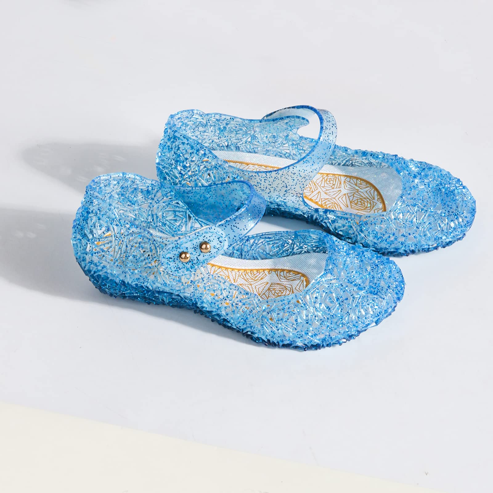 Girls Frozen Elsa Sparkly Mary Jane Flats - Princess Cosplay Dance Party Shoes for Kids | Perfect for Halloween, Dress-Up & Birthday Celebrations