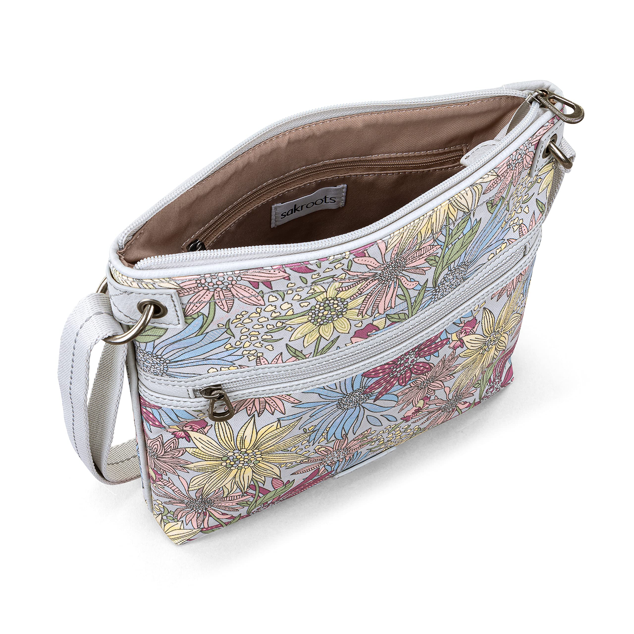 Sakroots Women's Flat Crossbody Bag - Lightweight Vegan Leather Purse for Everyday Use, Travel & Shopping | Trendy Shoulder Bag with Adjustable Strap