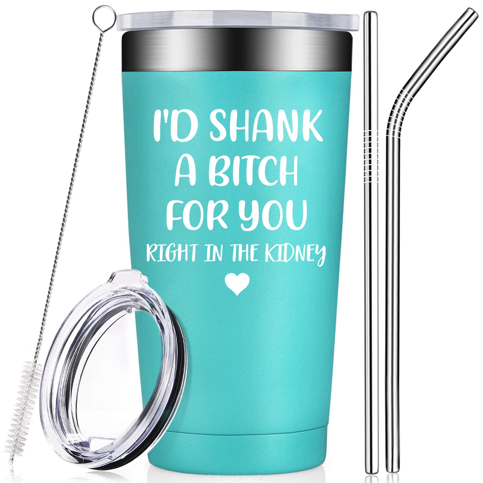 BIRGILT Best Friend Birthday Gifts for Women - Funny 'I'd Shank a B for You' Tumbler Cup - 20oz Insulated Stainless Steel Mug for Female Friends, Coworkers, Sisters, Besties - Perfect for Office, Home, or Travel Use