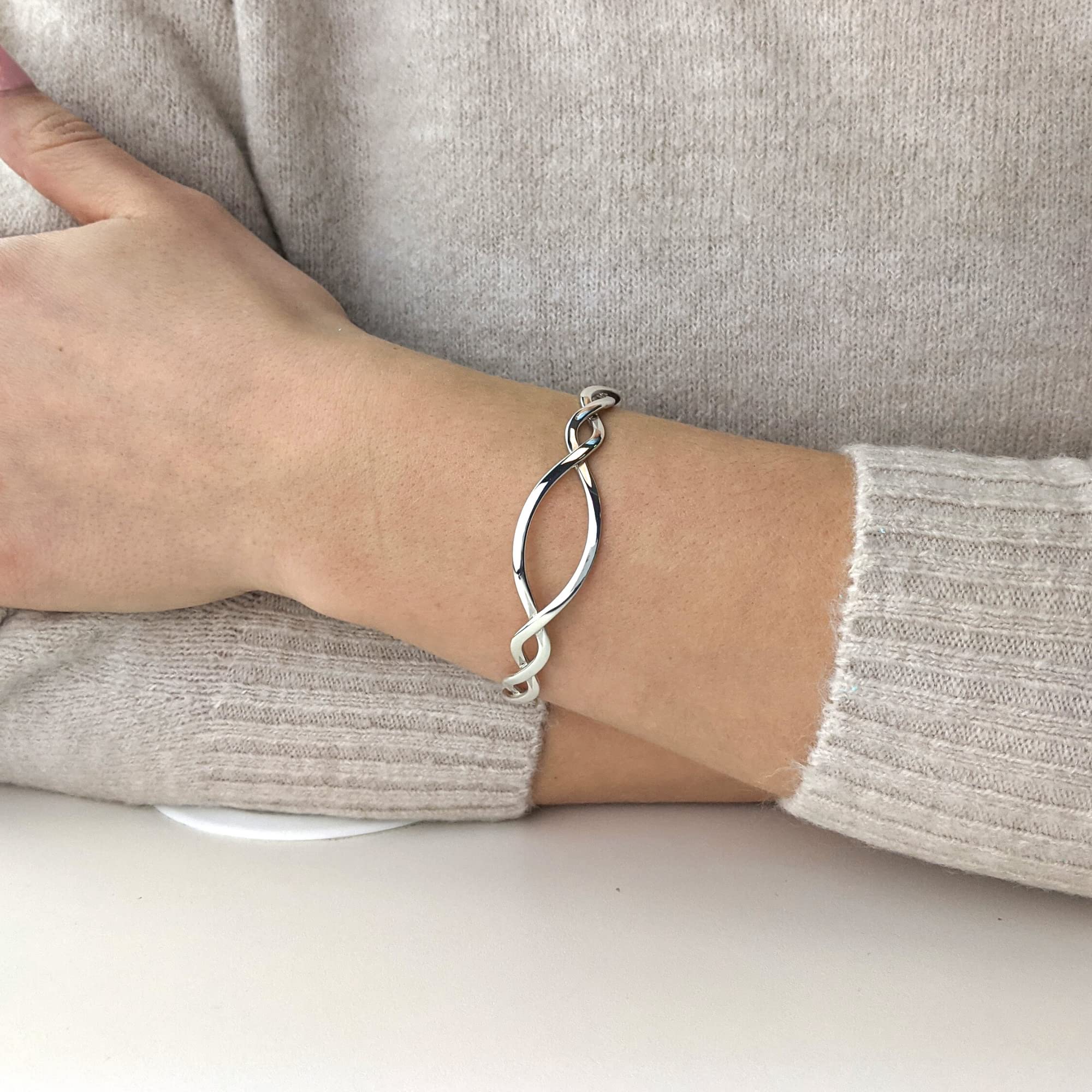 Celtic Sterling Silver Bracelet for Women - Adjustable Braided Irish Knot Bangle - Best Friend & Bridesmaid Gift - Elegant Jewelry for Weddings, Anniversaries & Special Occasions