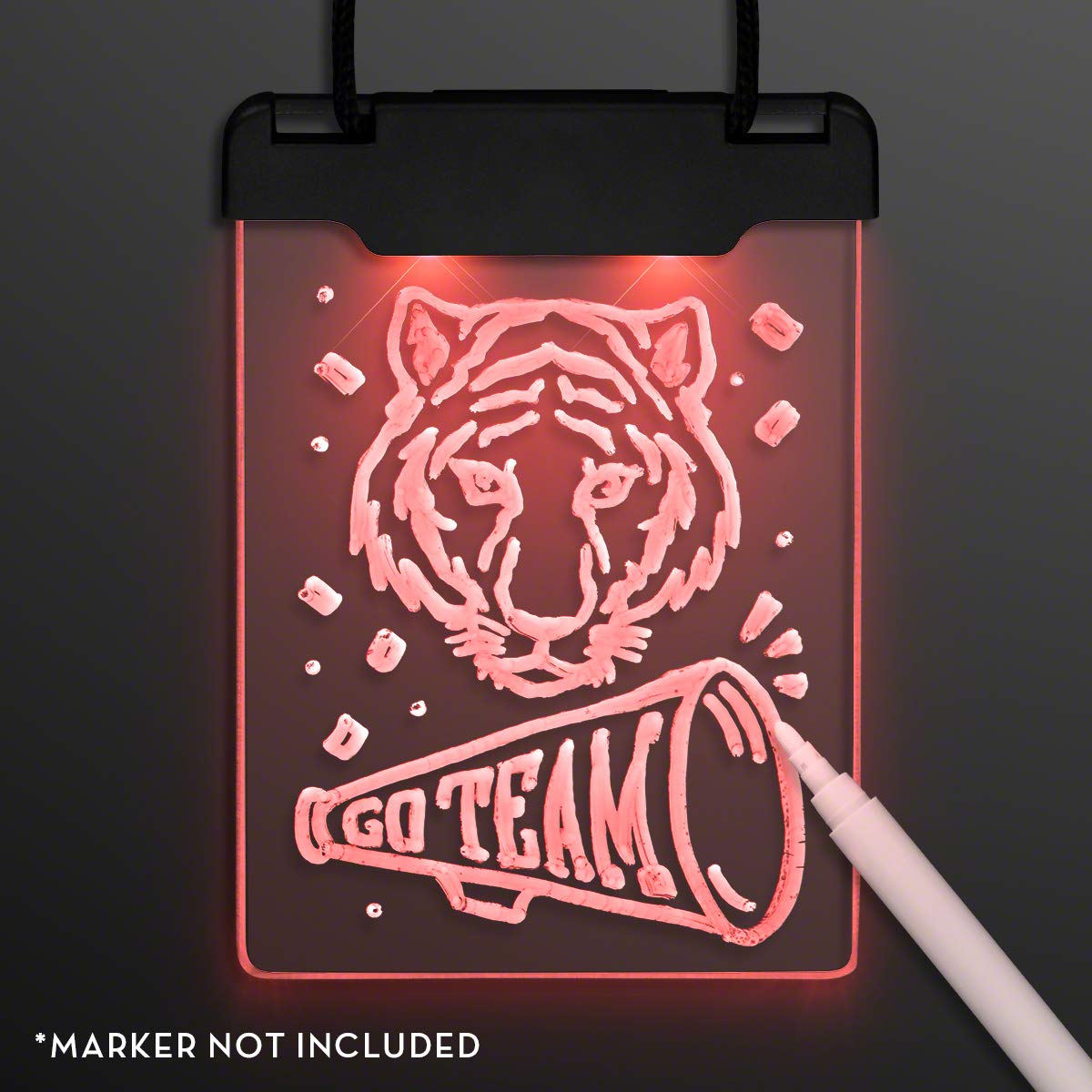 Glow in The Dark Red Space Badge Necklace - LED Light Up Pendant for Raves, Concerts, and Nighttime Events