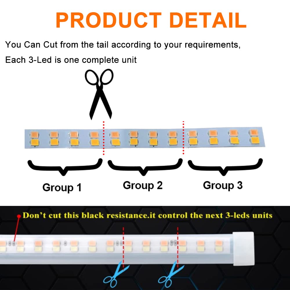 YSY 2Pcs 60cm/24 Inch LED Headlight Strip Tube Light - Flexible Dual Color White & Amber Yellow DRL, Waterproof Daytime Running Light & Turn Signal Bulb for Cars, Trucks, SUVs - Perfect for Night Driving & Enhanced Visibility