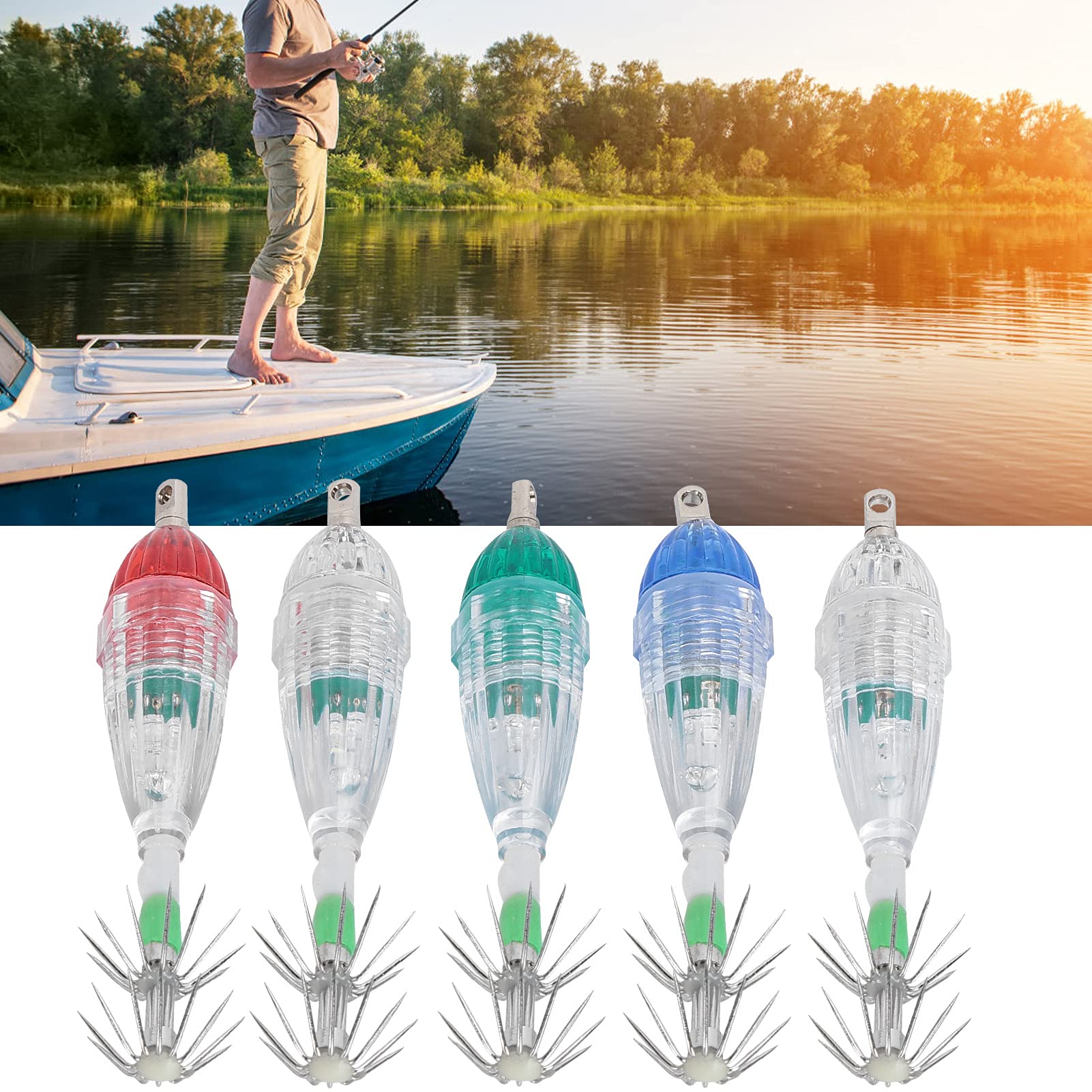 5PCS LED Underwater Fishing Lure Lights - Waterproof Flashing Bait Lights for Night Fishing | Attracts More Fish in Lakes, Rivers & Ocean