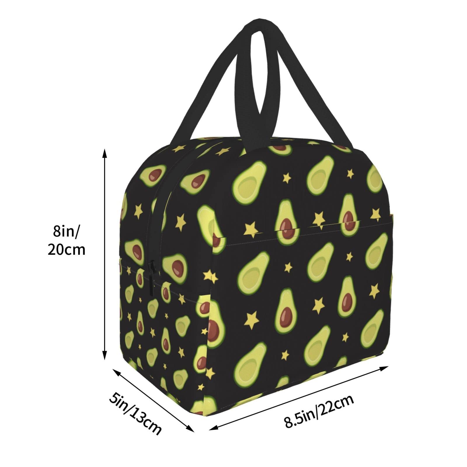 **Insulated Avocado & Stars Lunch Bag - Reusable Cooler Tote for Work, Picnic & Travel - Bento Box & Shopping Bag for Adults, Men & Women - Perfect for Office, School & Outdoor Activities**