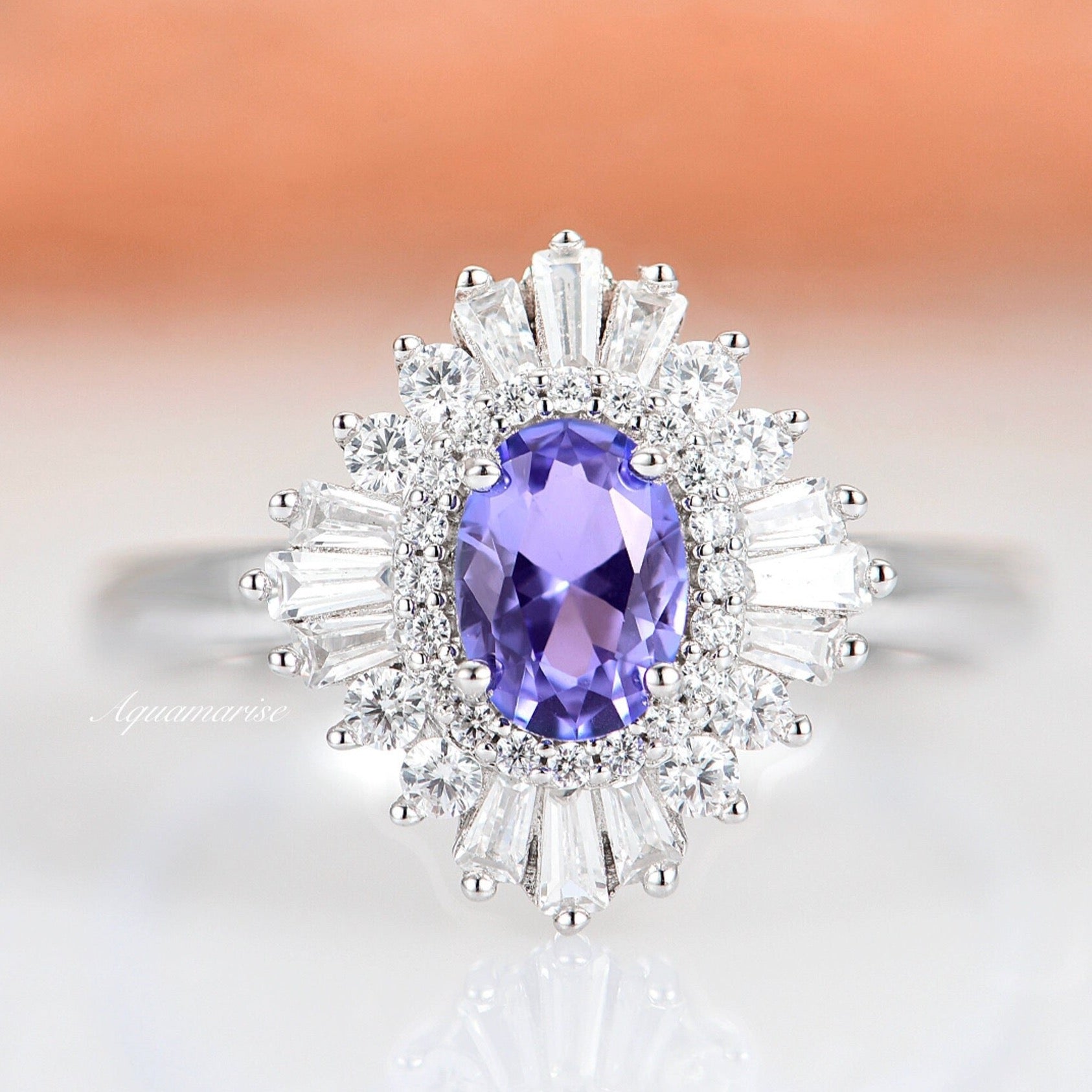 Victoria Tanzanite Ring Sterling Silver – Elegant Tanzanite Jewelry for Women, Perfect for Weddings, Anniversaries & Special Occasions