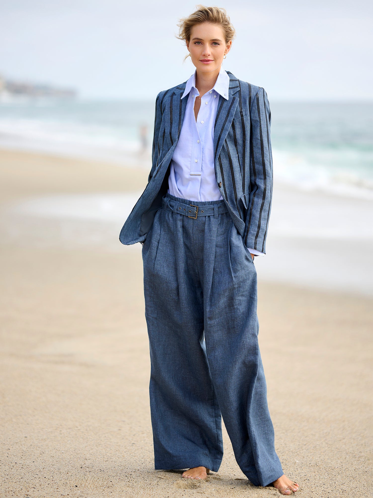 Women's High Waisted Belted Wide Leg Linen Pants - Comfortable Summer Trousers for Casual Wear, Office & Vacation