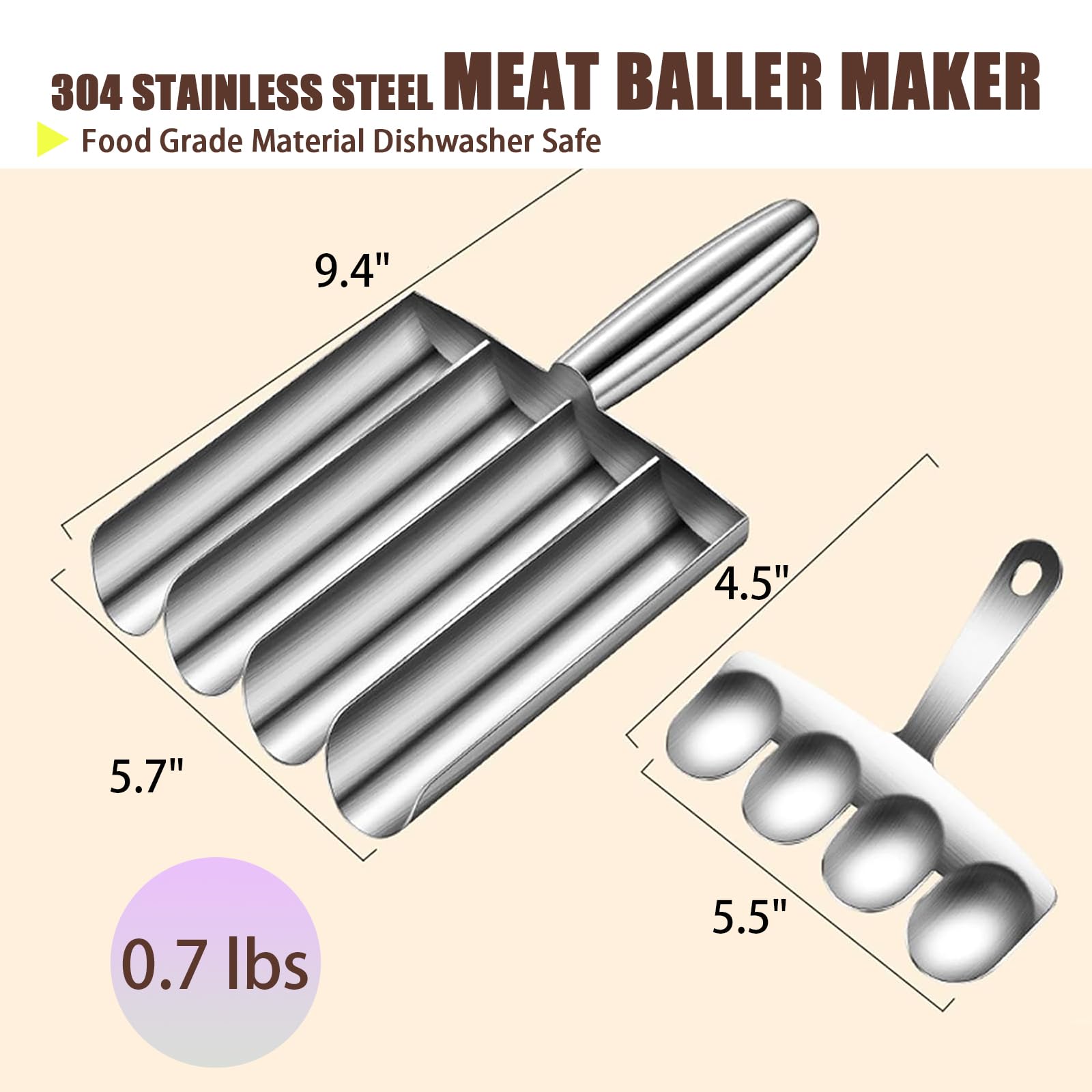 304 Stainless Steel Meatball Maker Tool - Non-Stick Manual Meatball Scoop for Kitchen & Restaurant - Perfect for Home Cooking, Meal Prep & Italian Dishes (4-Channel) - Ideal for Making Meatballs, Falafel & Arancini