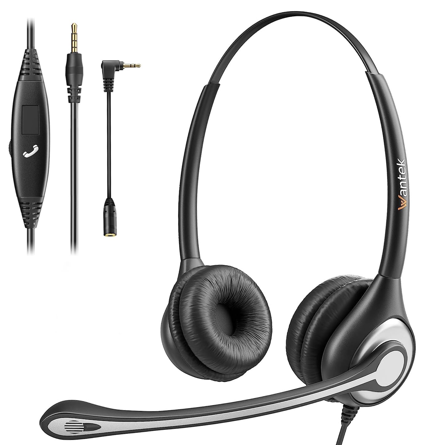 Noise Cancelling Headphones with Microphone - 3.5mm Wired Computer Headset for Samsung/PC/Skype/Call Center - Ultra Comfortable Office Headset for Business Calls, Online Meetings & Remote Work