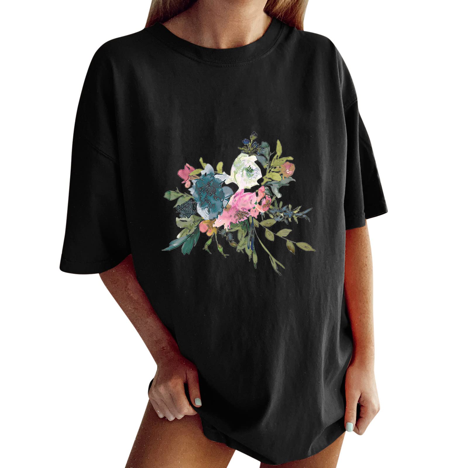 Oversized T-Shirts for Women - Casual Short Sleeve Printed Crewneck Tees | Summer Tunic Tops for Lounge, Travel & Everyday Wear