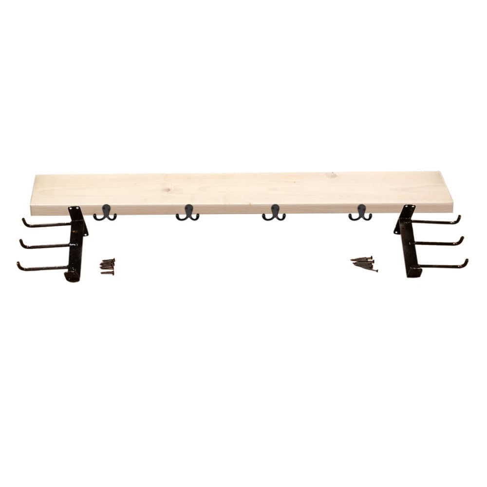 Premium Ski and Snowboard Storage Rack for Garage & Home - Heavy Duty Wall Mounted Ski Shelf with 10 Hooks - Made in USA - Dimensions 8.25