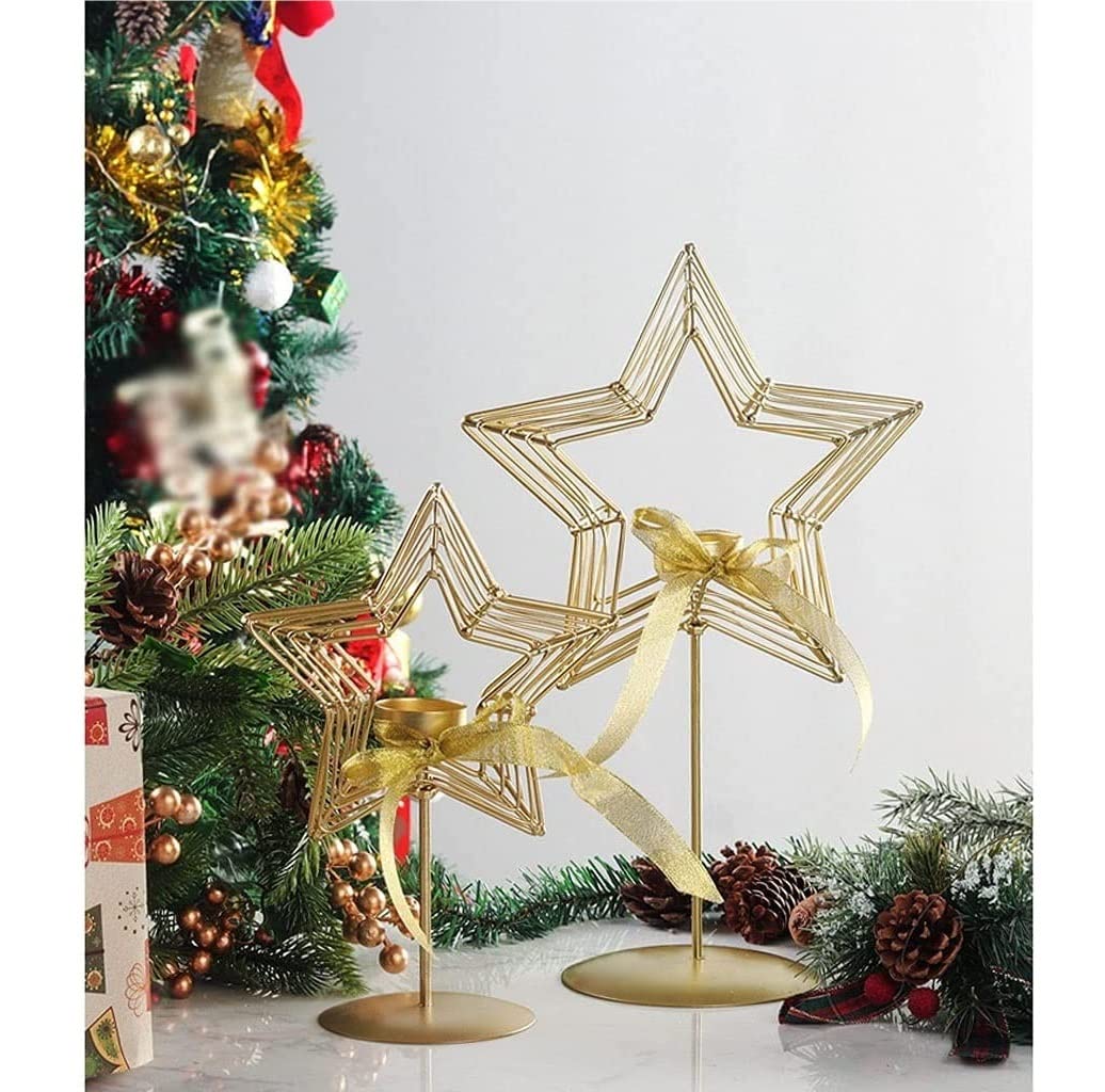 Wrought Iron Candle Holder - Elegant Christmas Table Decor for Home & Restaurant Candlelight Dinners | Rustic Candelabra for Holiday Centerpieces, Romantic Dining & Seasonal Ambiance