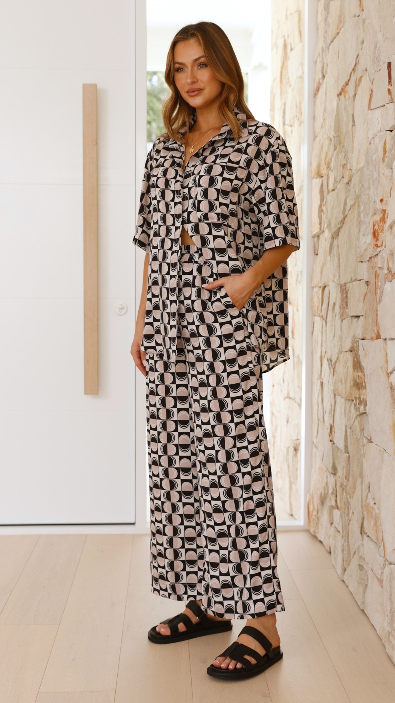 Annie Button Up Shirt with Palermo Print - Stylish Women's Blouse for Office, Casual Wear & Travel