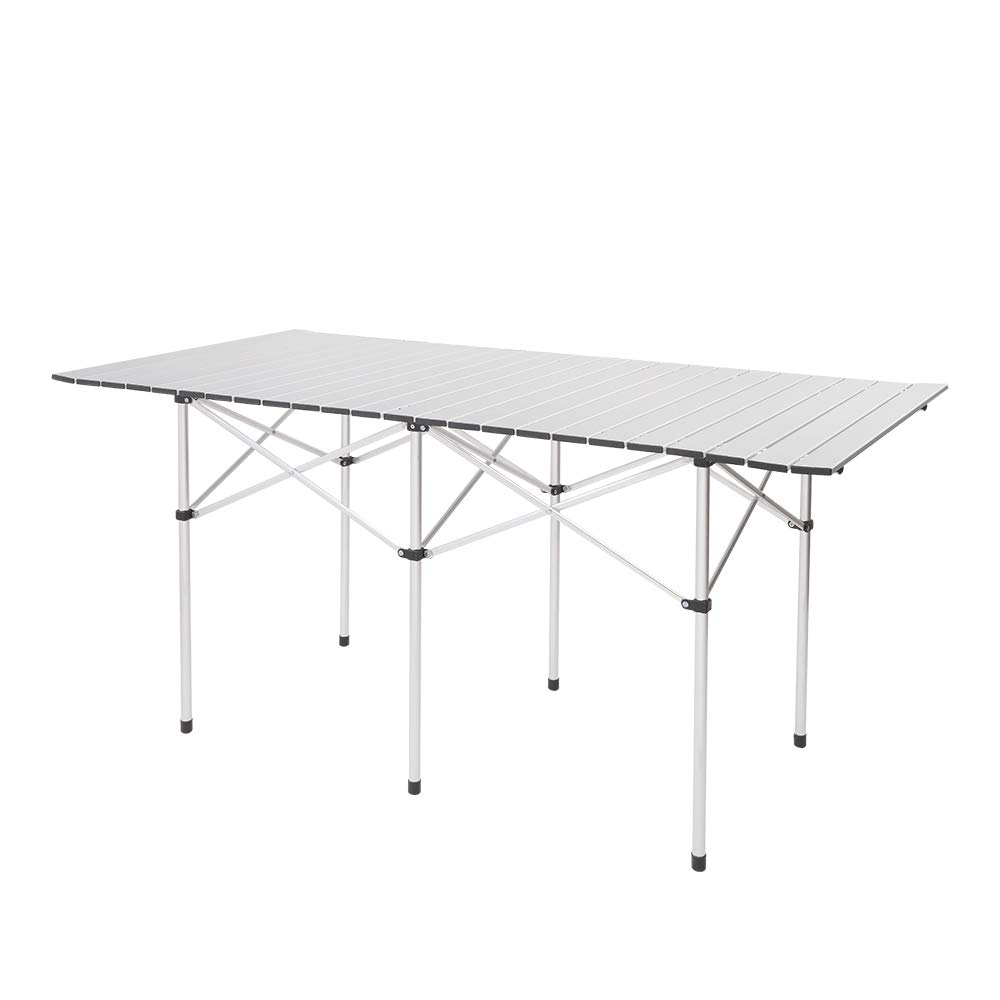 PovKeever 140x70x70cm Folding Camping Table - Lightweight Portable Picnic Table for Outdoor, Beach, BBQ, and Tailgating Parties