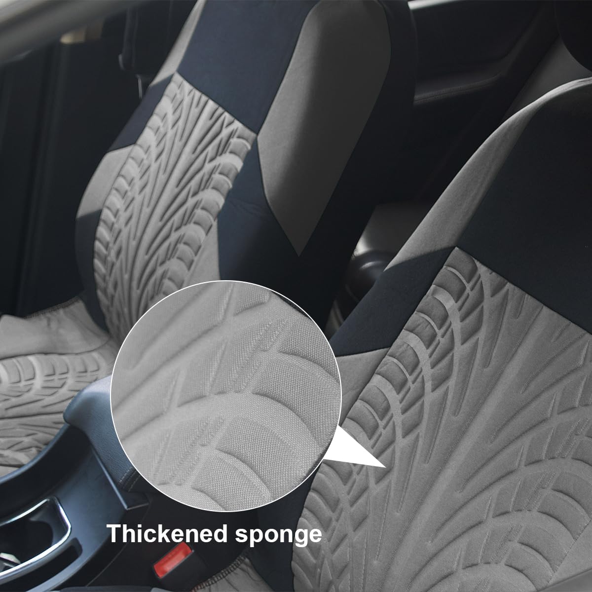 Premium Polyester Car Seat Covers Full Set - Breathable Thickened Sporty Front Bucket & Split Bench Back Protectors | Universal Fit for Cars & SUVs | Perfect for Daily Commute, Road Trips & Family Protection (Gray)