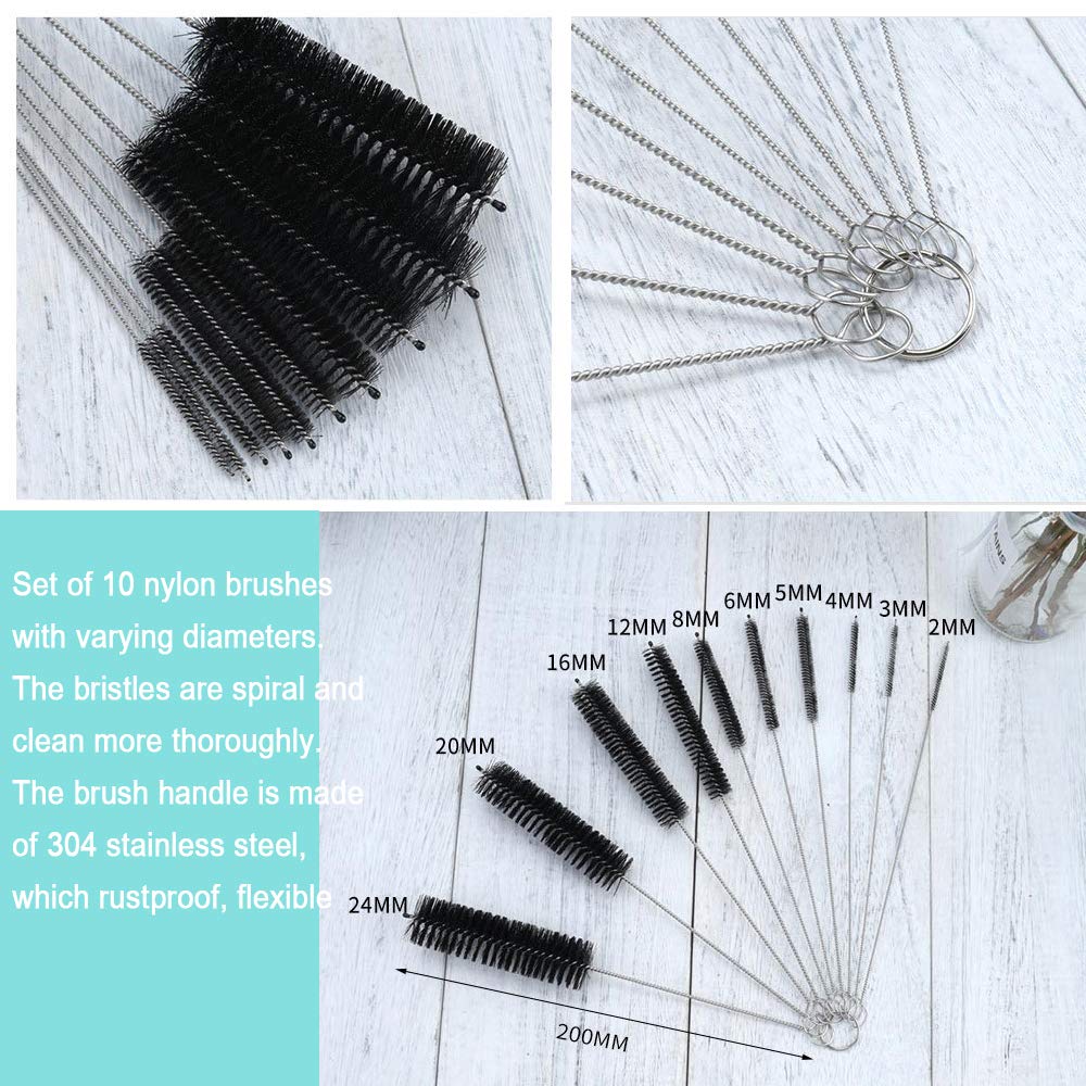 15-Piece Carburetor Cleaning Kit with Nylon Tube Brushes, Bottle Brushes & 10 Cleaning Needles - 13 Wire Torch Tip Cleaner Tool for Motorcycle, ATV, Small Engine Maintenance & DIY Repair