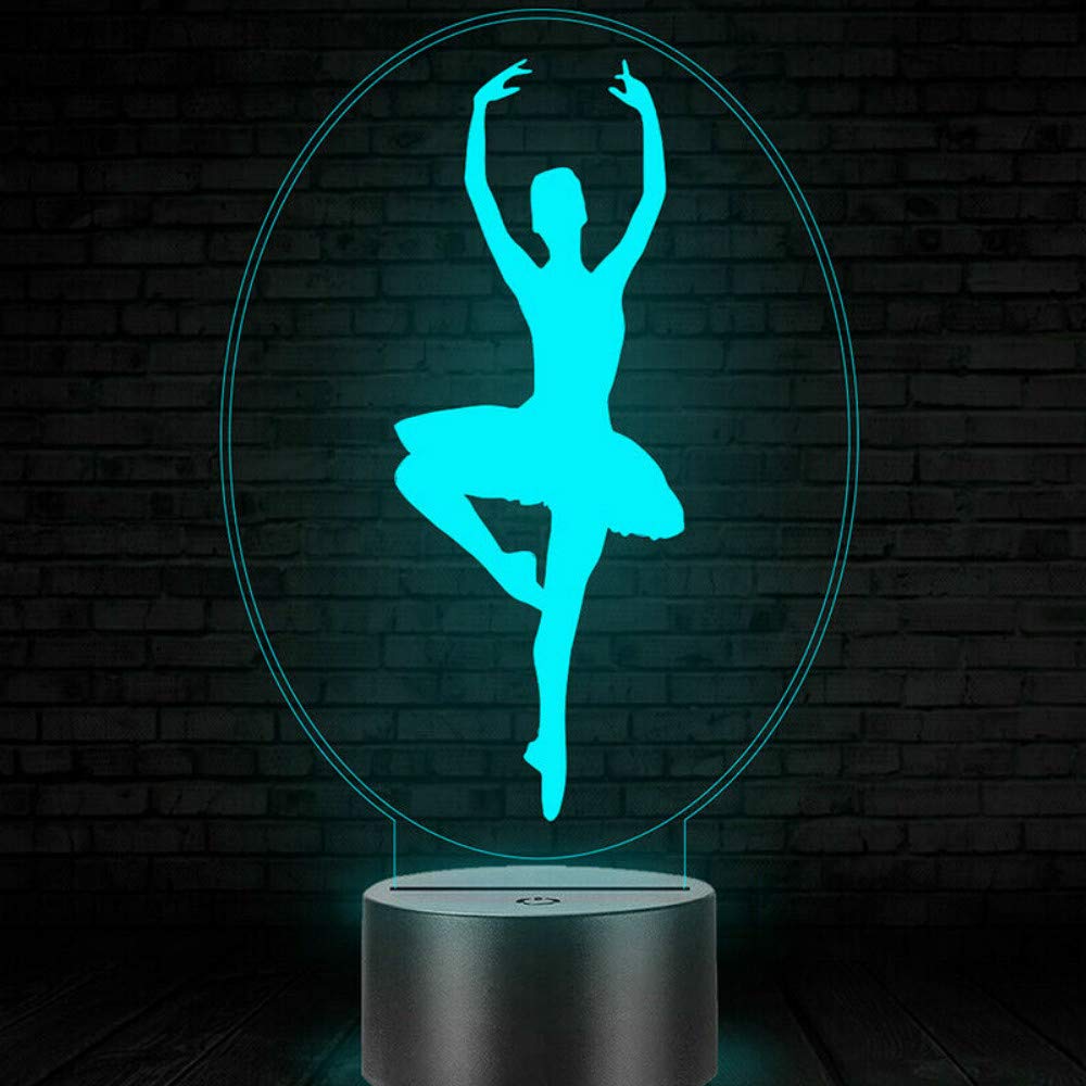 3D Ballet Angel Girl Night Light - 7 Color Changing LED Illusion Lamp with Touch Switch, USB Powered, Acrylic ABS Base - Perfect for Bedroom Decor, Kids Room Nightlight, Gift for Girls, Christmas Decoration