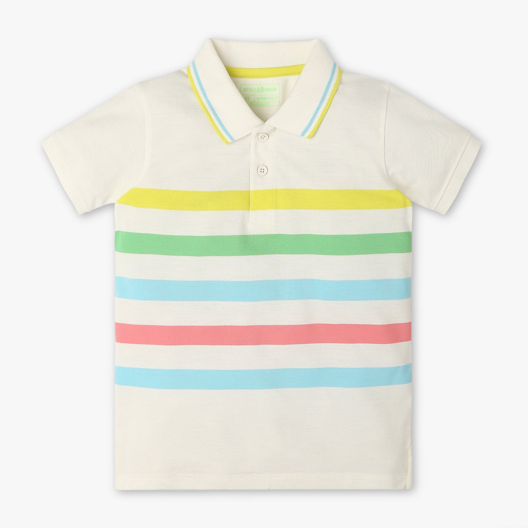 Boys' Striped Polo Neck Half Sleeve T-Shirt - Breathable Cotton Sport Shirt for Active Kids - Perfect for School, Sports & Casual Wear