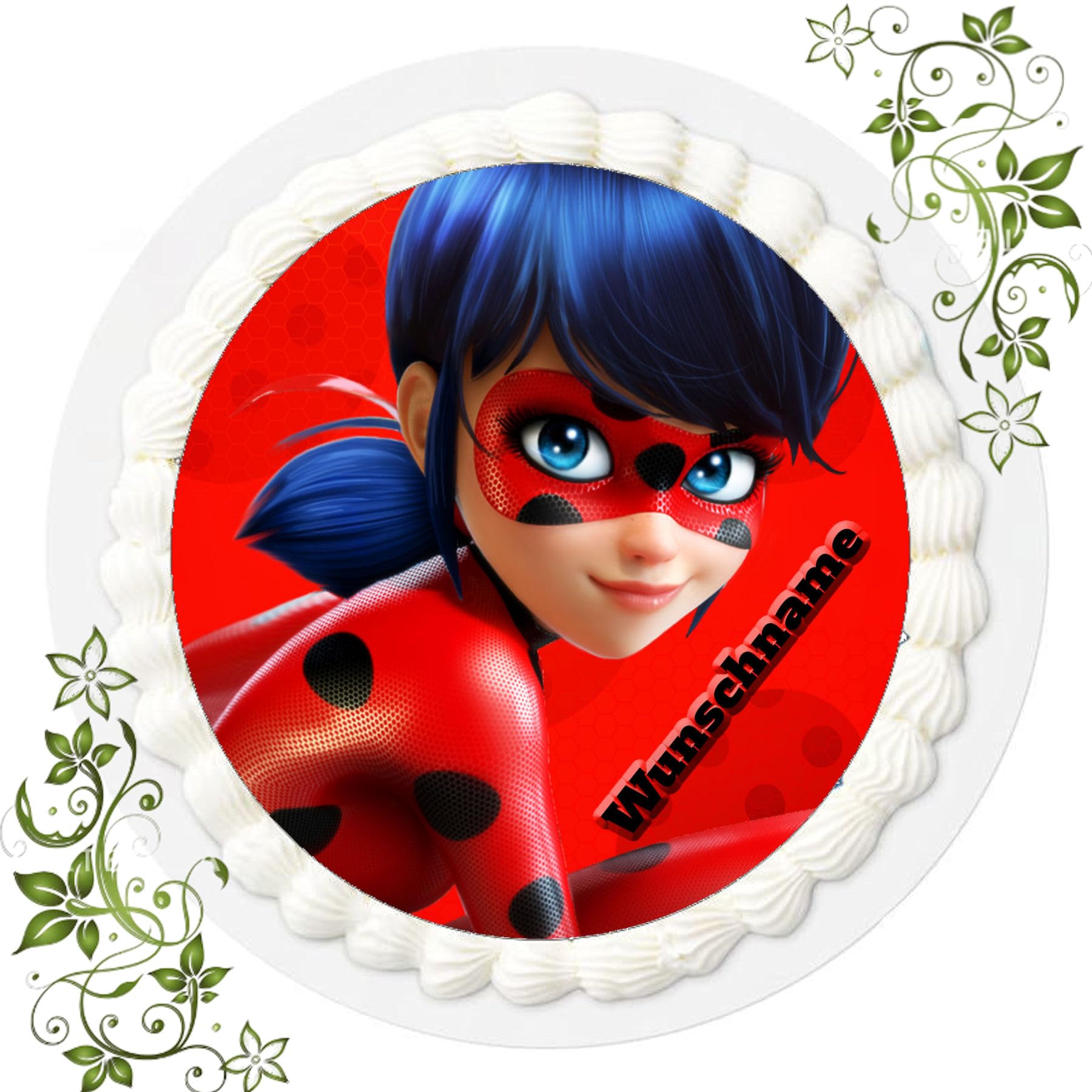 Edible Ladybug Cake Topper - 20cm Fondant Sugar Picture with Motif for Birthday Cakes, Wedding Cakes & Special Occasions