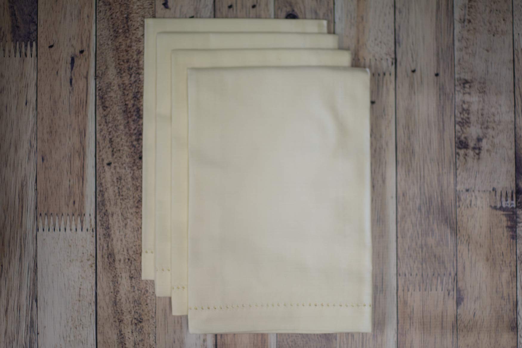 Premium Ivory Hemstitch Linen Dinner Napkins - Set of 12 (1 Dozen) - Elegant Formal Dining, Wedding Reception, Holiday Table Setting