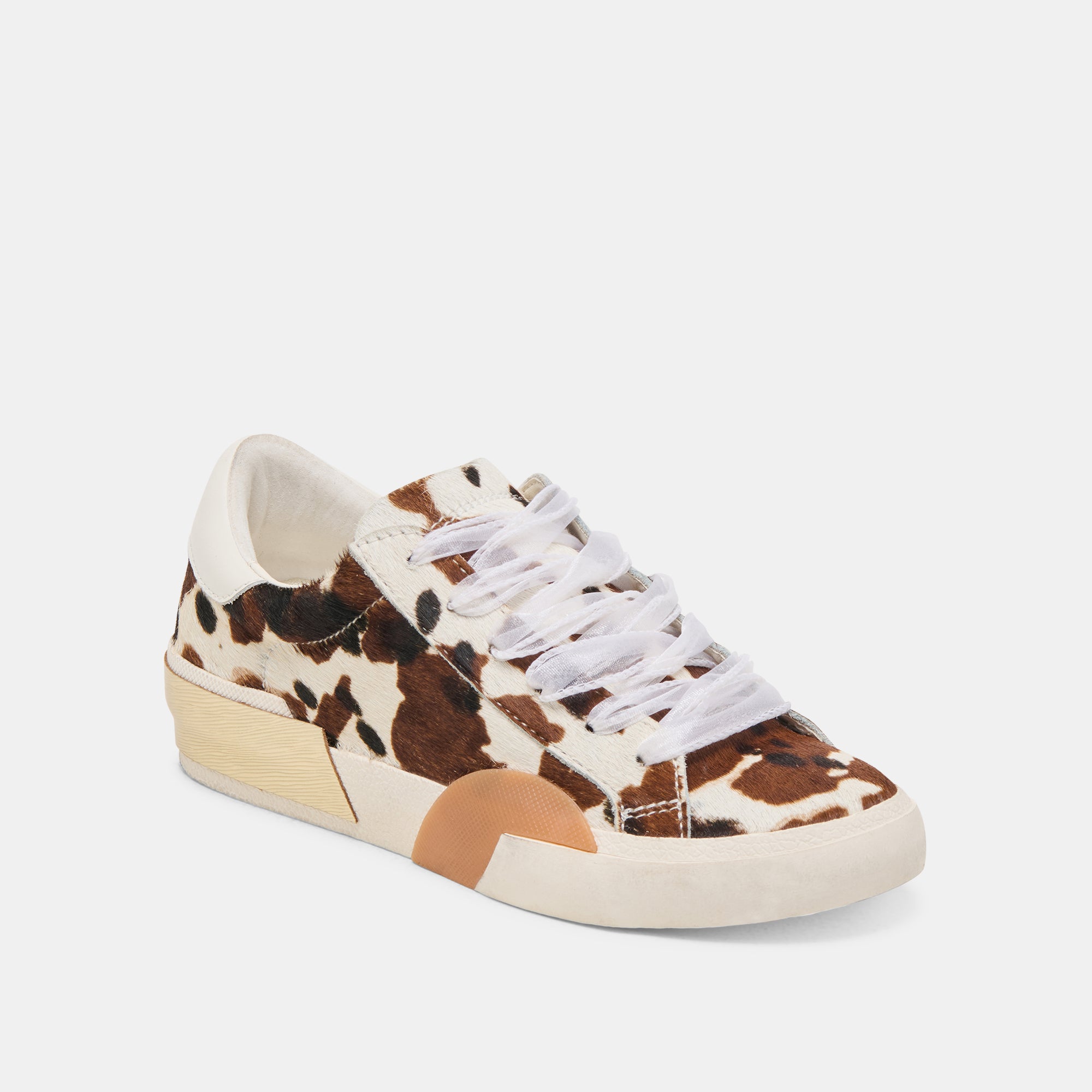 ZINA SNEAKERS Women's Fashion Sneakers - Cocoa Taurus Calf Hair Design for Comfort & Style | Perfect for Casual Wear, Work, and Everyday Outfits