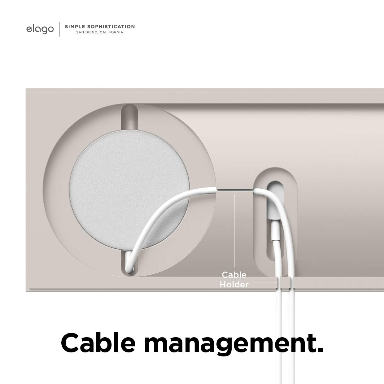 elago MagSafe Charging Tray Duo - Compatible with iPhone 16/15/14/13/12, Apple Watch & AirPods Wireless Charging Stand | Organize Your Nightstand, Office Desk or Travel Essentials | Stone Design (Charging Cable Not Included)