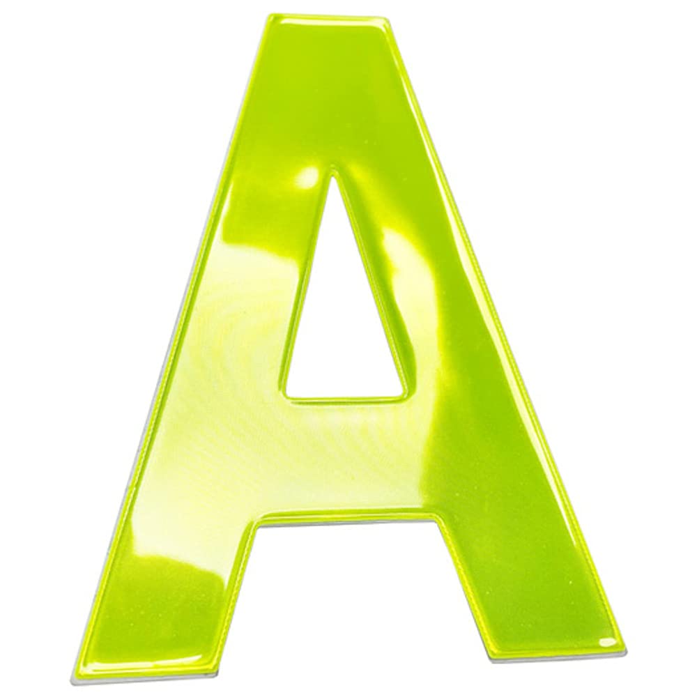 2 Pack Yellow High Visibility Reflective Plastic Stickers for Wheelie Bins, Mailboxes & Crates - 3 Inch (75mm) Letter A - Perfect for Recycling Bins, Trash Cans & Outdoor Safety Marking