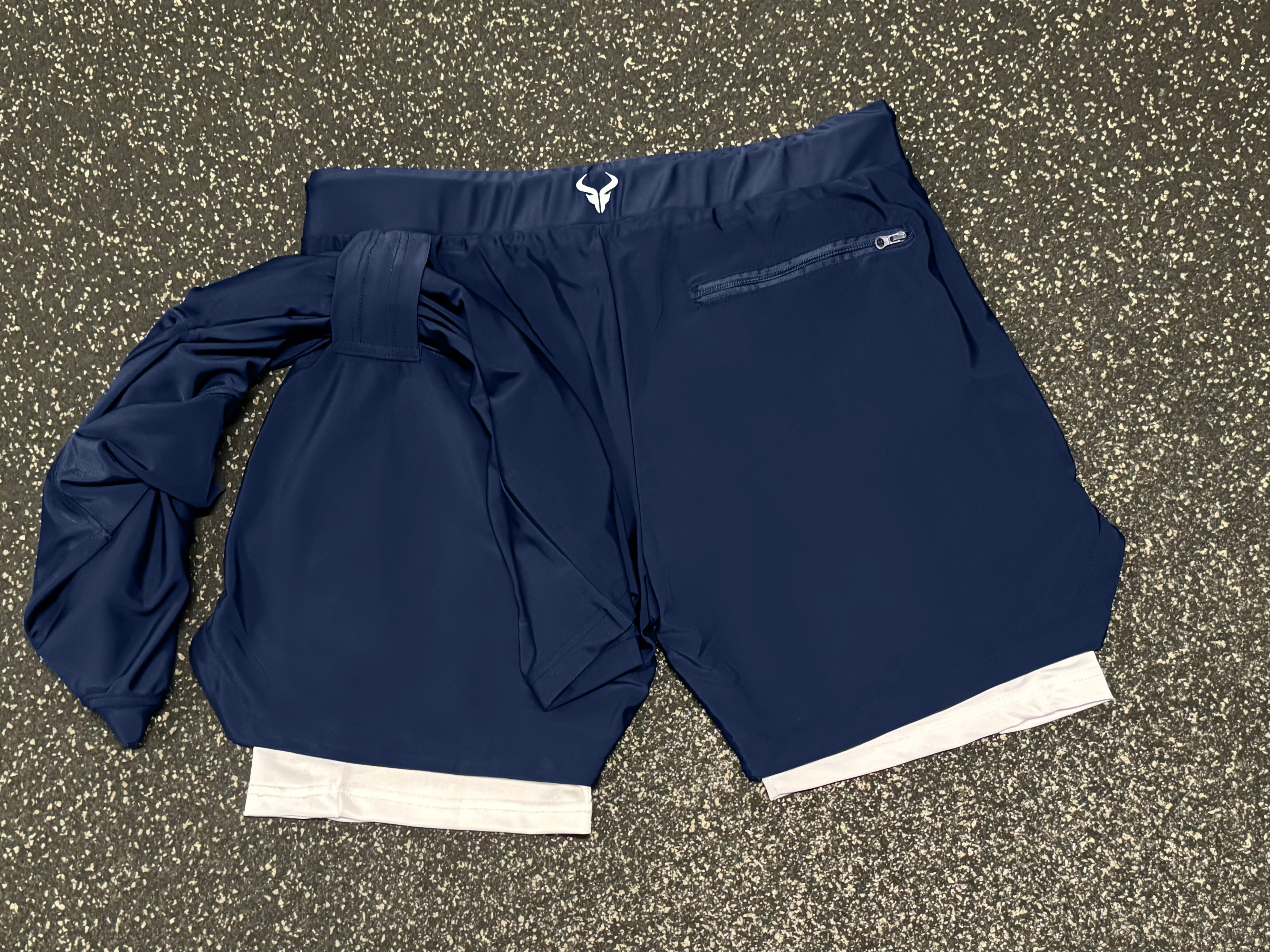 Cerus Navy Fusion 2-in-1 Running Shorts for Men - Lightweight Quick-Dry Athletic Gym Workout Shorts with Built-in Liner - Perfect for Jogging, Training & Outdoor Activities