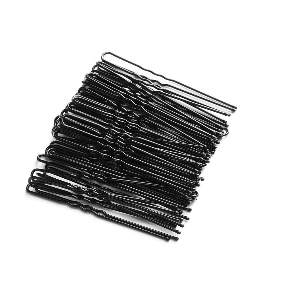 Nyamah 60 PCS Black Waved U-Shaped Hair Clips - 7CM Metal Salon Grip Hairpins for Women & Girls, Strong Hold Styling Tools for Updos, Ponytails & Everyday Hairstyles