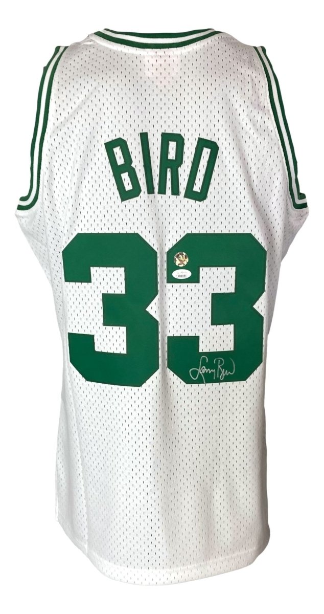 Larry Bird Autographed Boston Celtics White M&N Hardwood Classics Swingman Jersey with JSA COA - Perfect for NBA Memorabilia Collectors and Celtics Fans Display