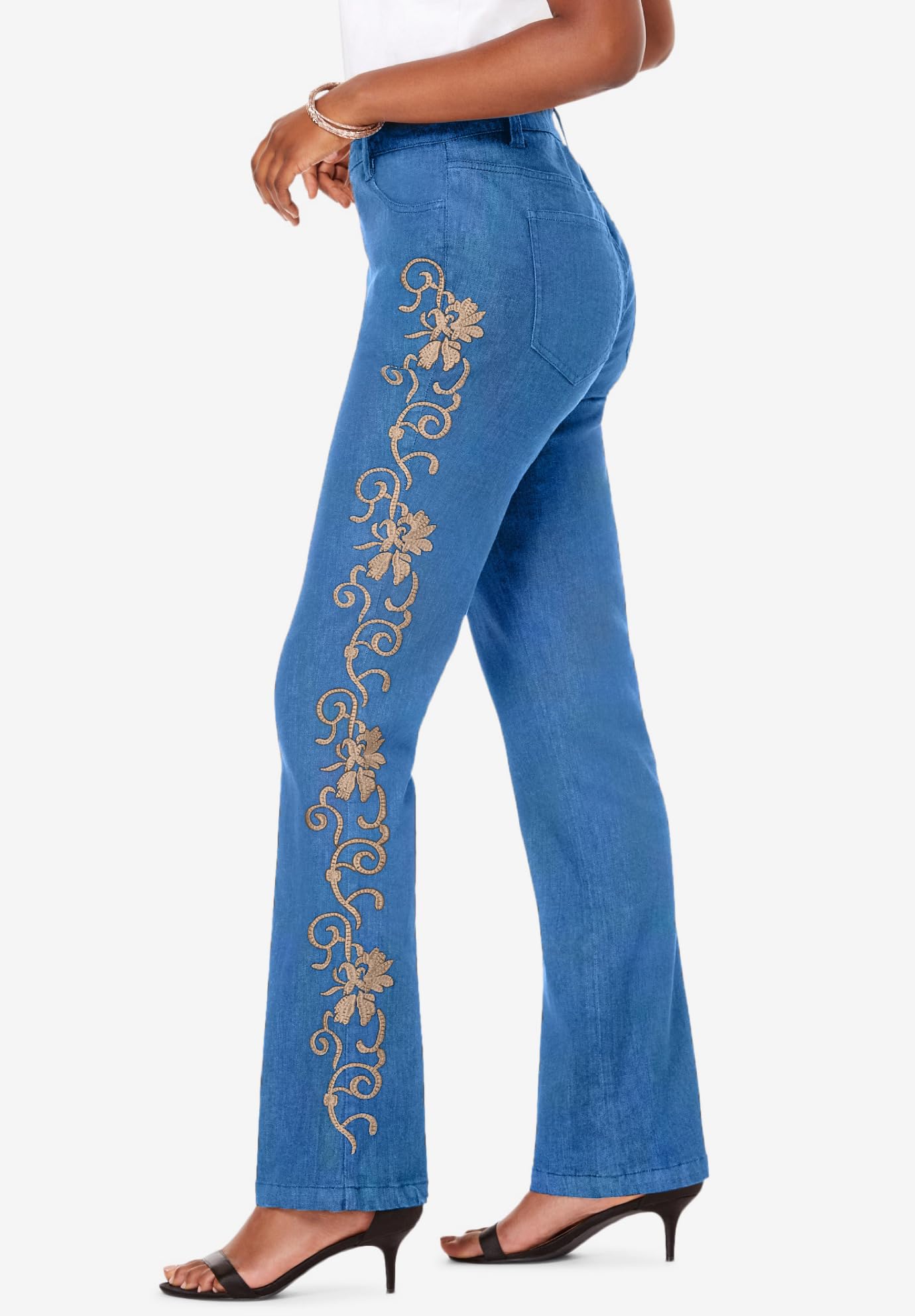 Roaman's Women's Plus Size Whitney Jean with Invisible Stretch - Comfortable Stretchy Denim Pants for Curvy Women | Perfect for Work, Casual Outfits & Everyday Wear