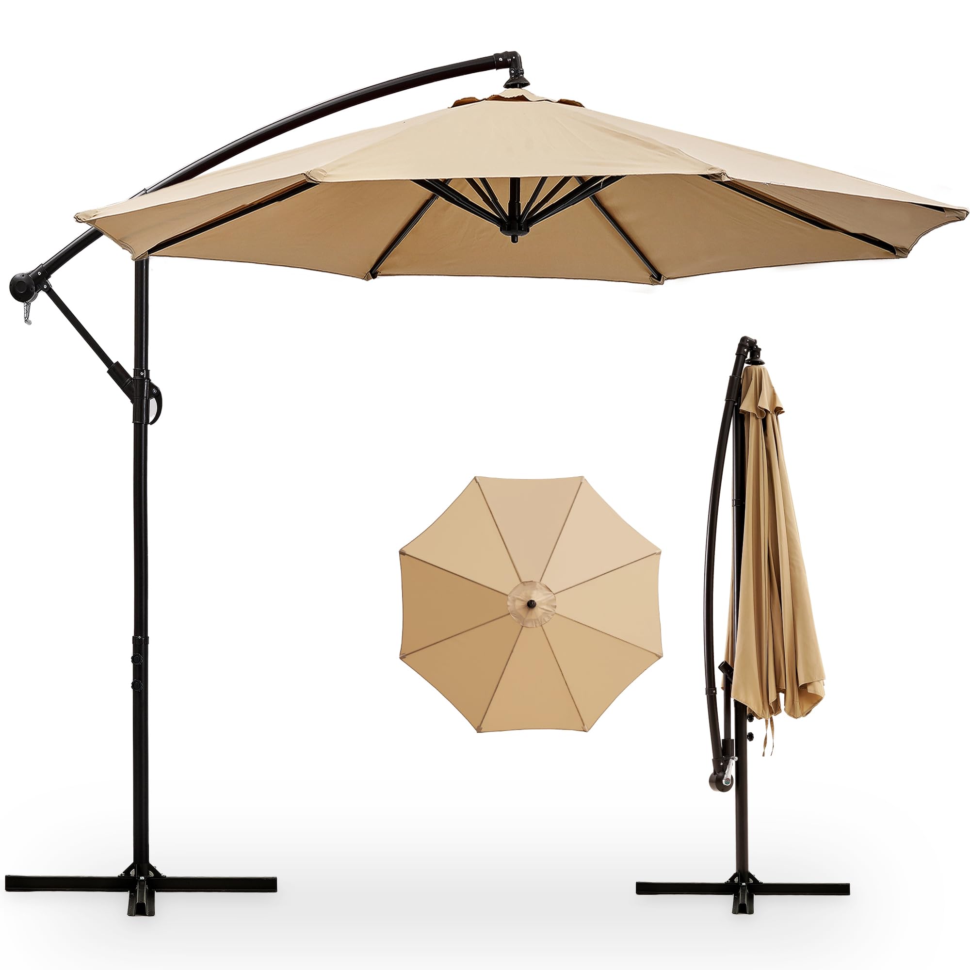 VECELO 10ft Offset Hanging Market Patio Umbrella with UV Protection & Waterproof Cover - Perfect for Outdoor Dining, Farmers Markets, Backyard Lounging, Poolside Relaxation, Garden Parties & Lawn Decor