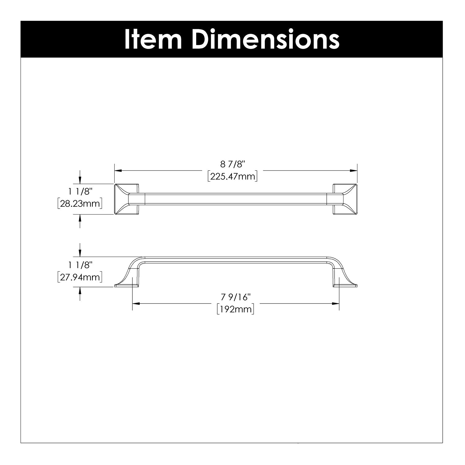 7 9/16 Inch (192mm) Center to Center Chrome Cabinet Pull Handle - Forge Pull - Perfect for Kitchen Cabinets, Drawers & Furniture Hardware