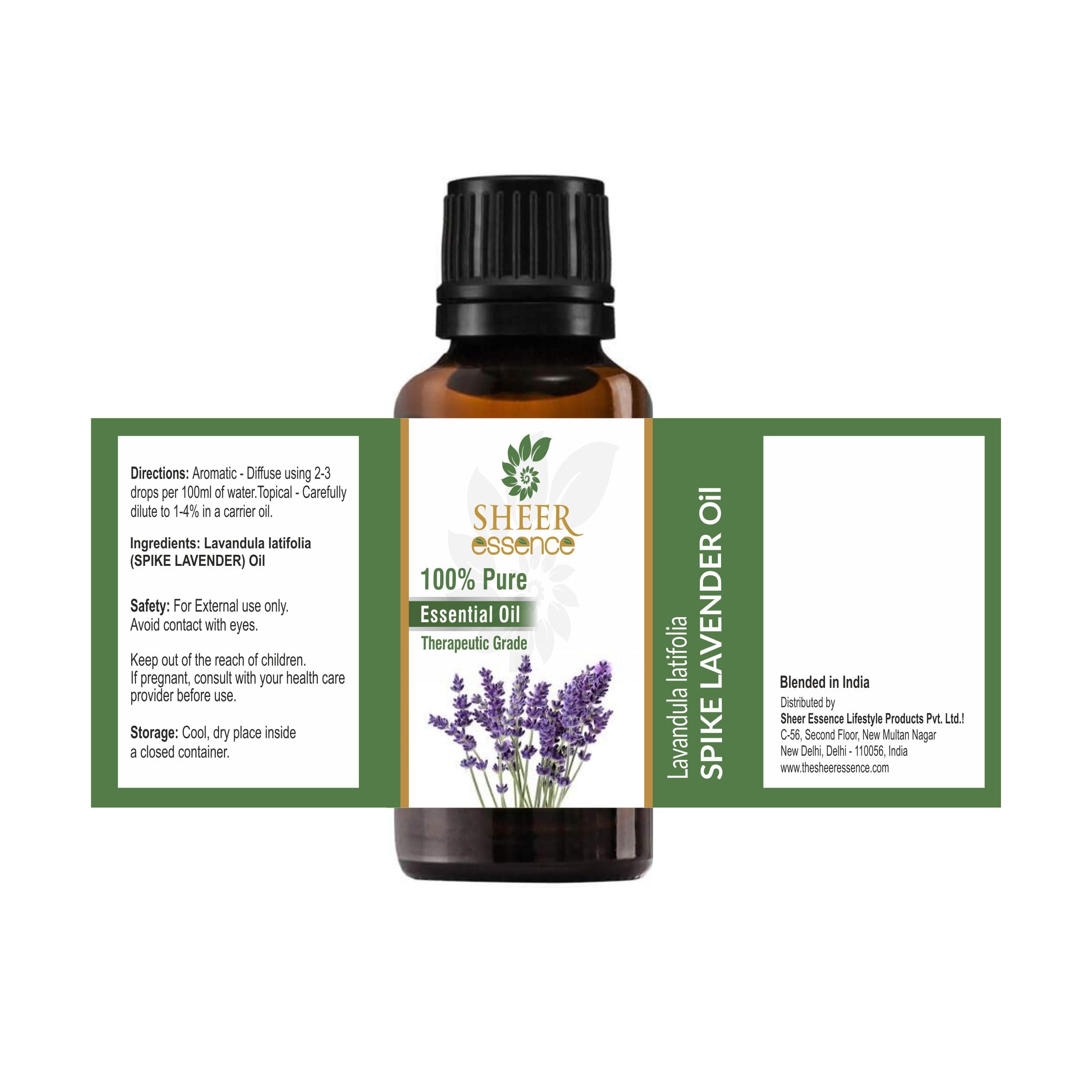 100% Pure Spike Lavender Essential Oil (Lavandula Latifolia) - 16.9 Fl Oz Undiluted Therapeutic Grade Aromatherapy Oil for Relaxation, Massage & DIY Skincare