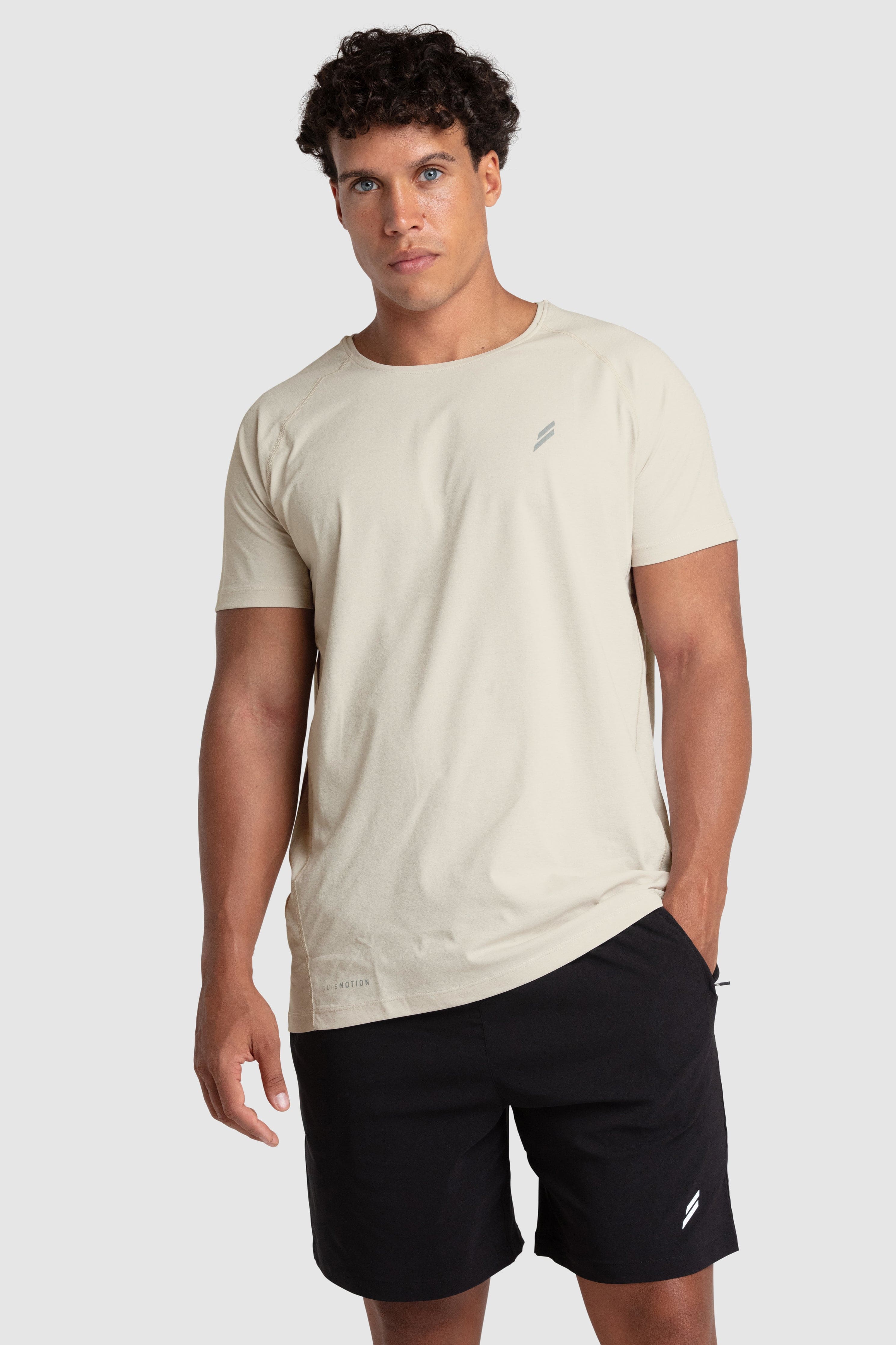 Puremotion Tee V3 - Premium Comfort Men's T-Shirt in Sand Color | Soft Breathable Fabric for Casual Wear, Gym & Outdoor Activities